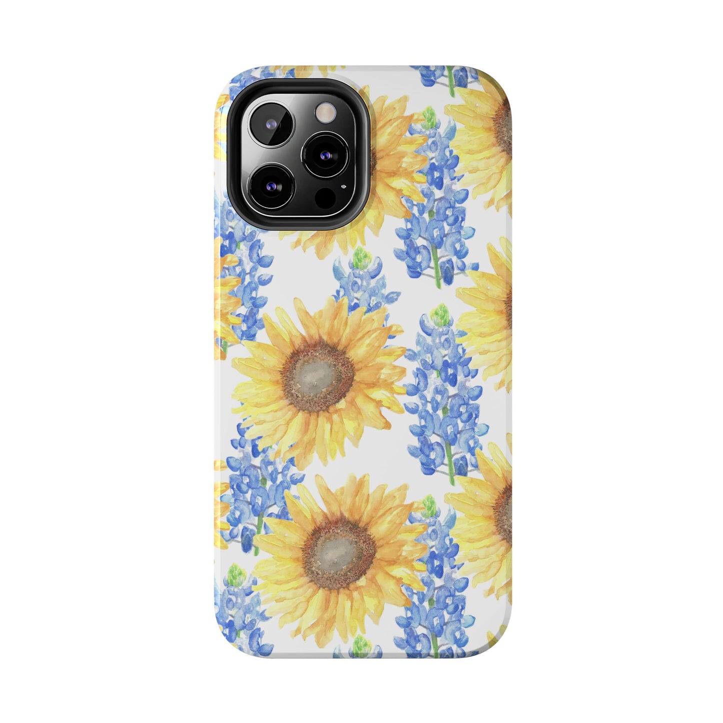 Sunflower and Bluebonnet Pattern Tough iPhone Cases