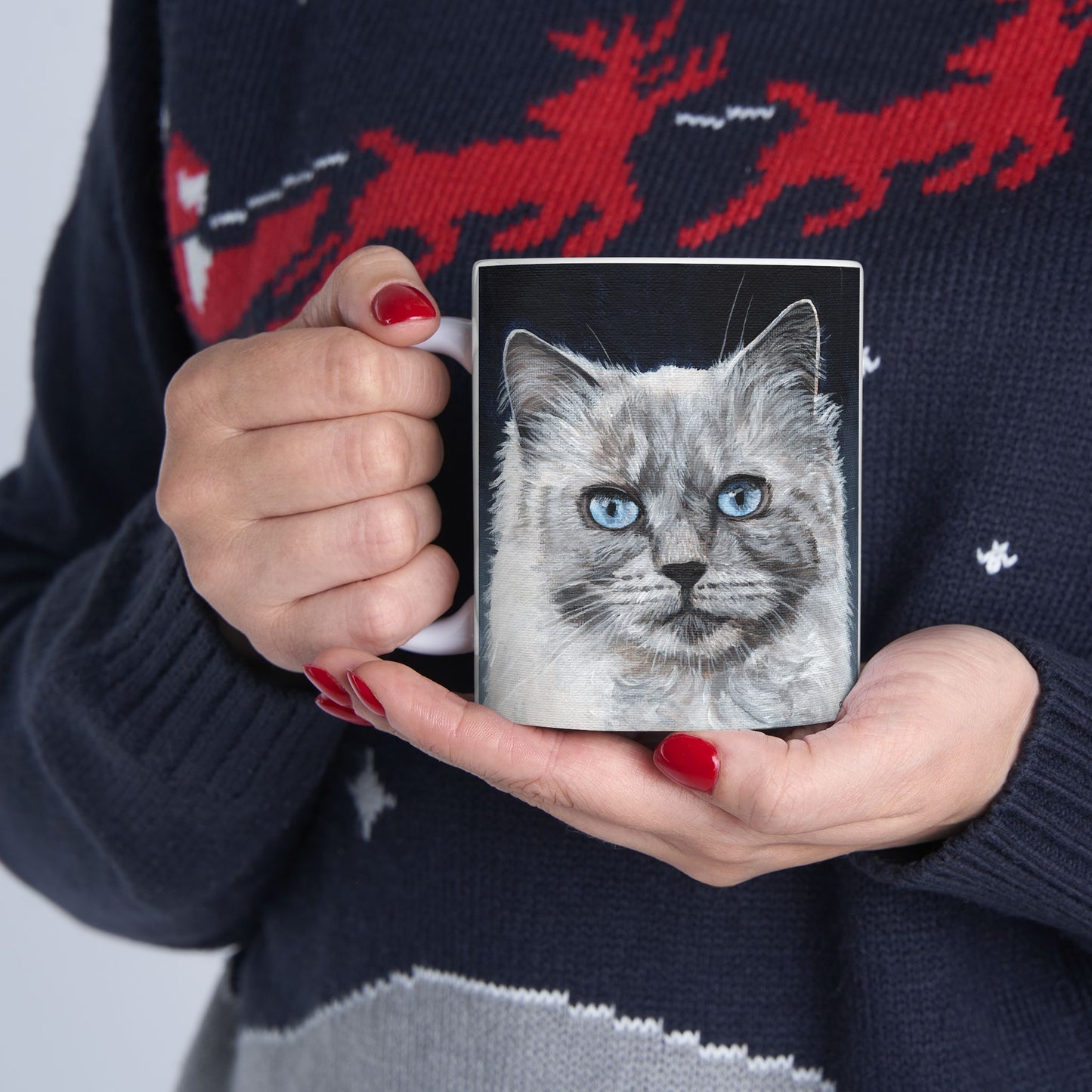 Ragdoll Cat Ceramic Mug — Blue-Eyed Cat Portrait Coffee Cup (11oz & 15oz)