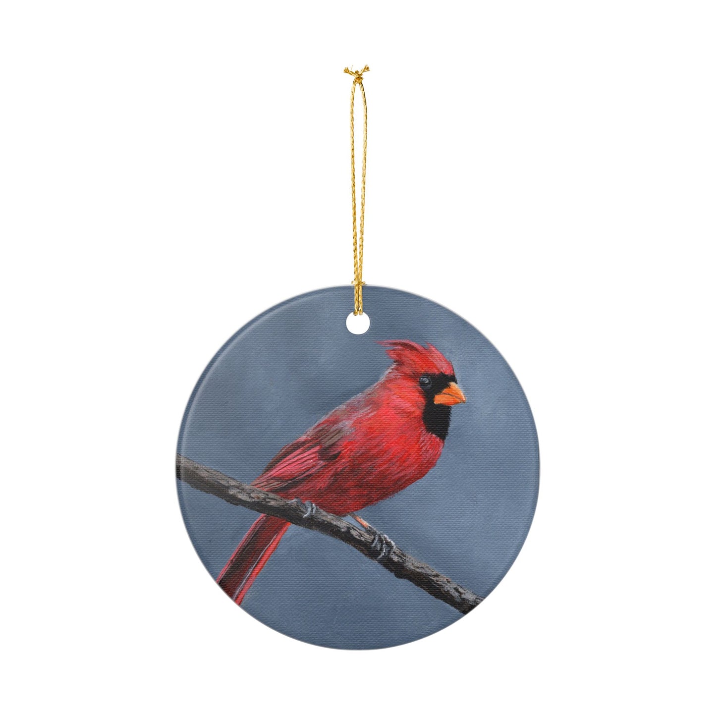Cardinal Ceramic Ornament — Red Bird Holiday Decoration
