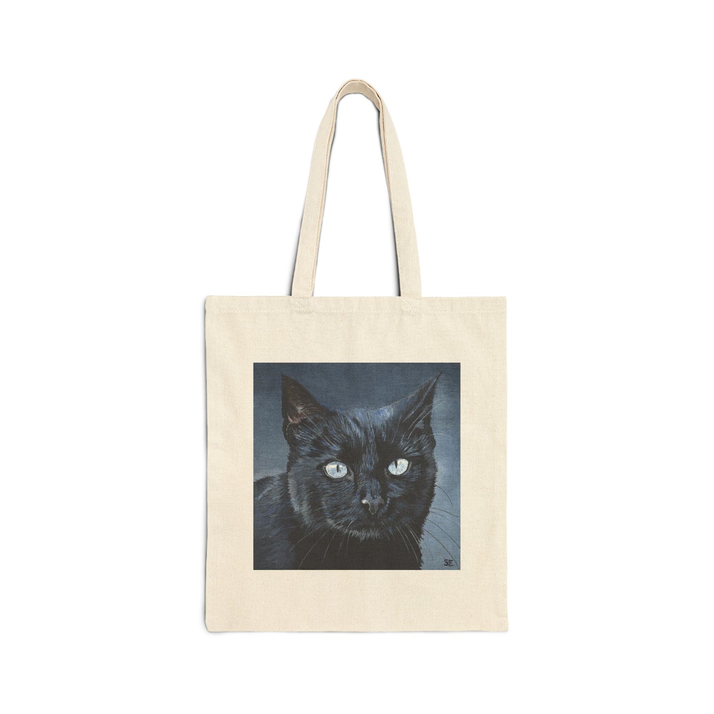 Black Cat Portrait Tote Bag — Cute Pet Canvas Grocery & Everyday Shopper