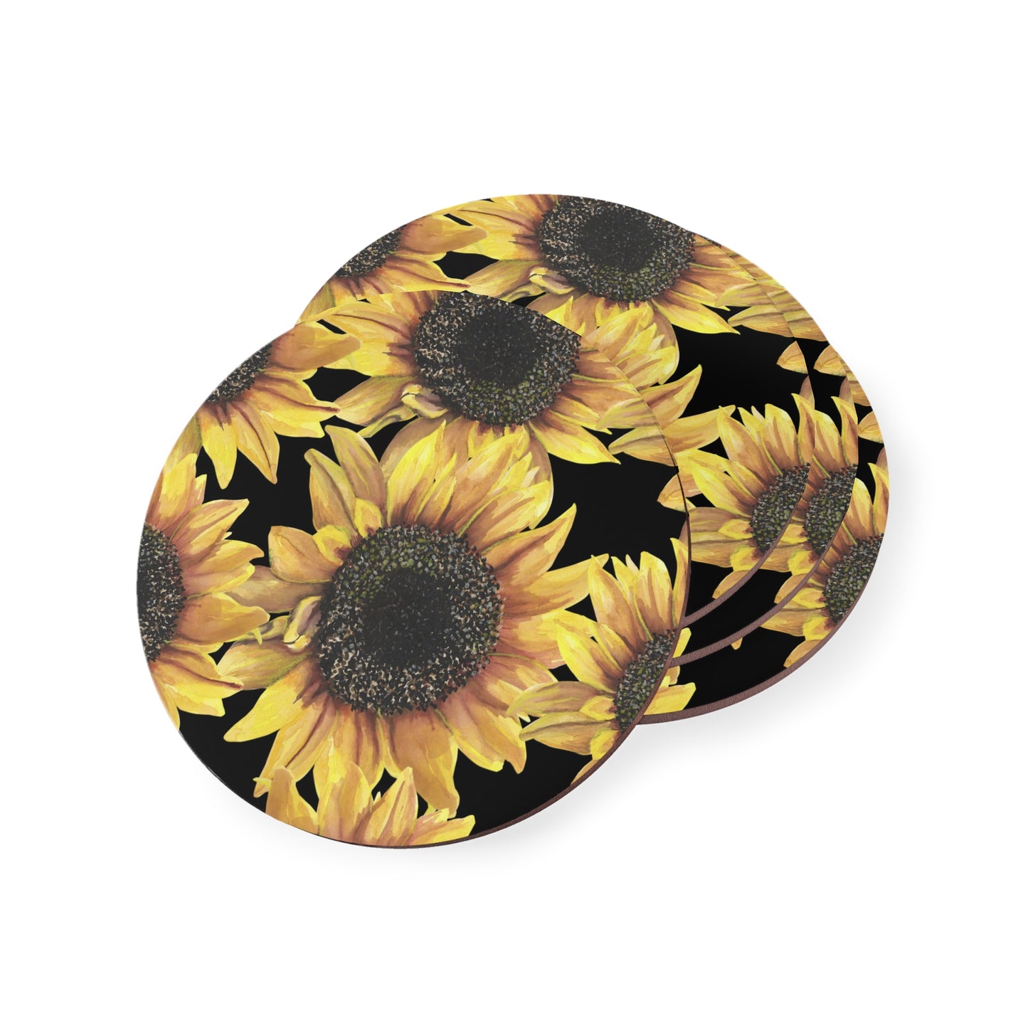 Sunflowers on Black Coasters