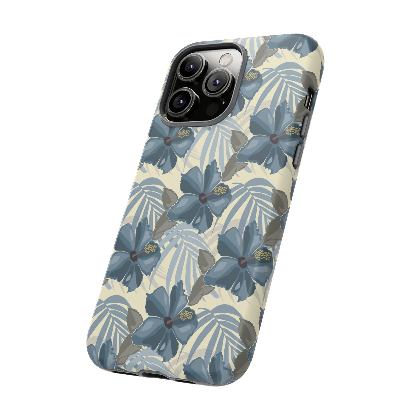 Blue Hibiscus in Earth Tones Tough Phone Cases