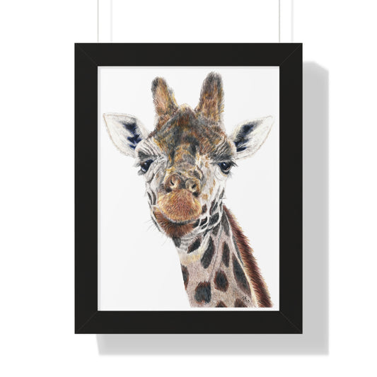 Colored Pencil Giraffe Framed Vertical Poster