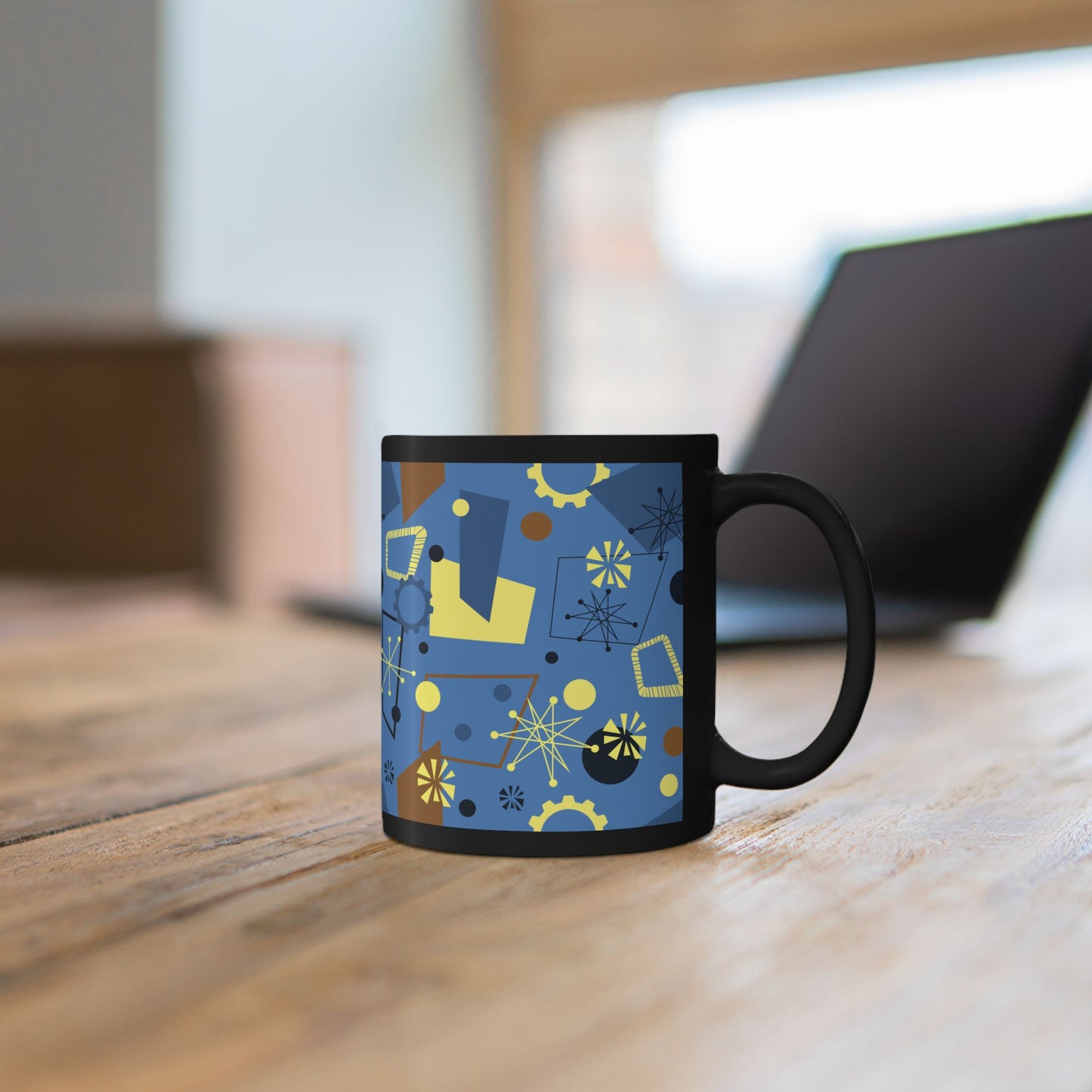 Mid-Century Modern Abstract Pattern Mug — Retro Geometric Coffee Cup (11oz/15oz)
