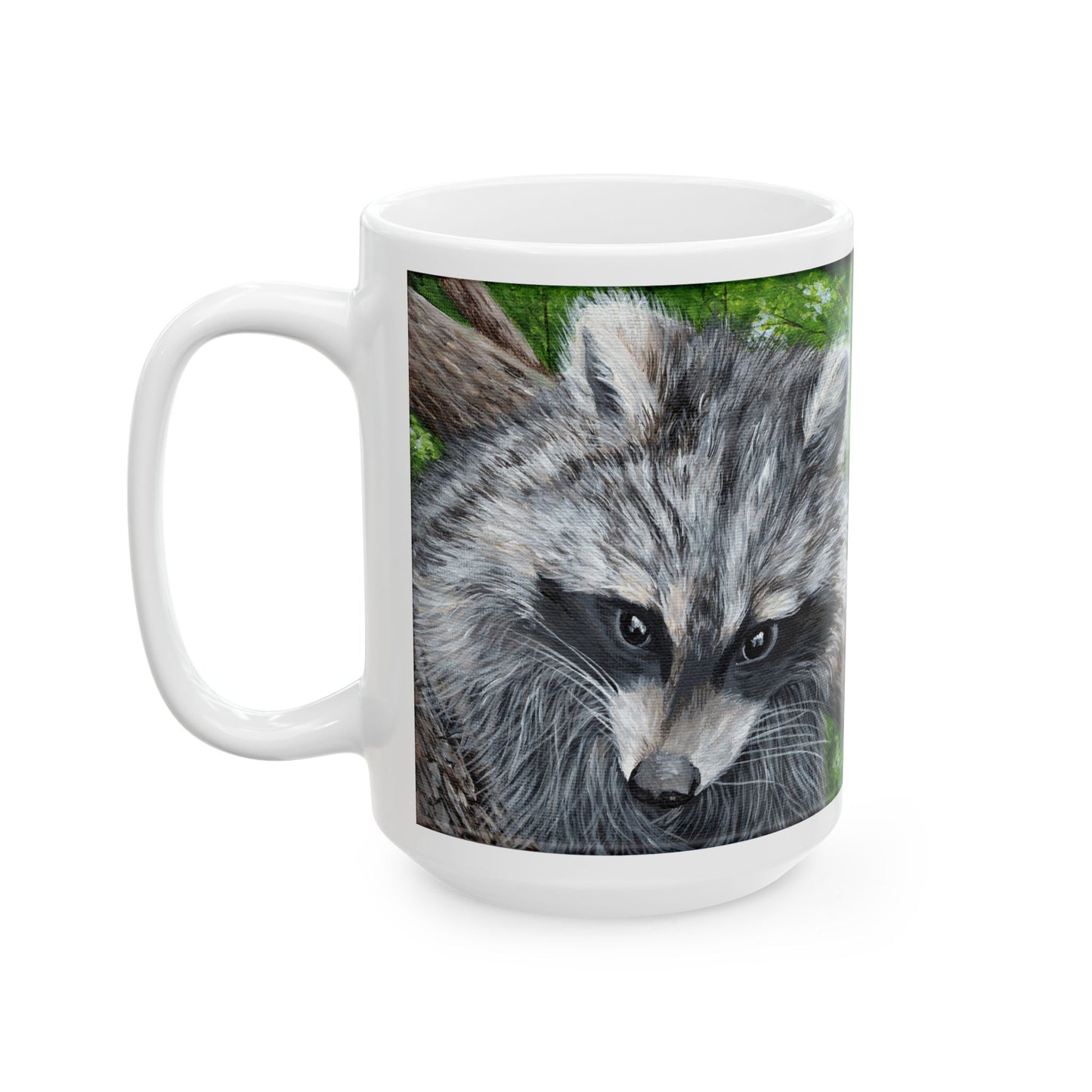 Raccoon Art Ceramic Mug — Forest Wildlife Coffee Cup (11oz & 15oz)