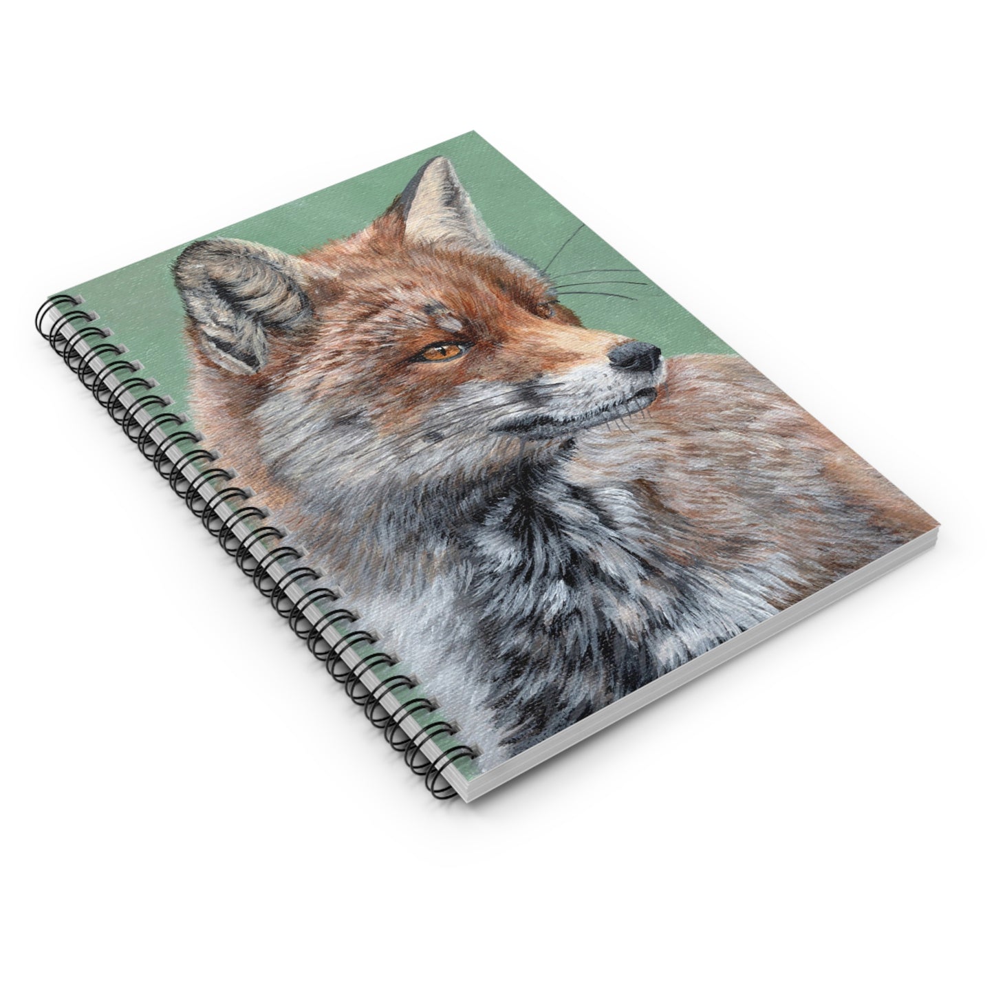 Fox Portrait Spiral Notebook — Rustic Wildlife Ruled Journal
