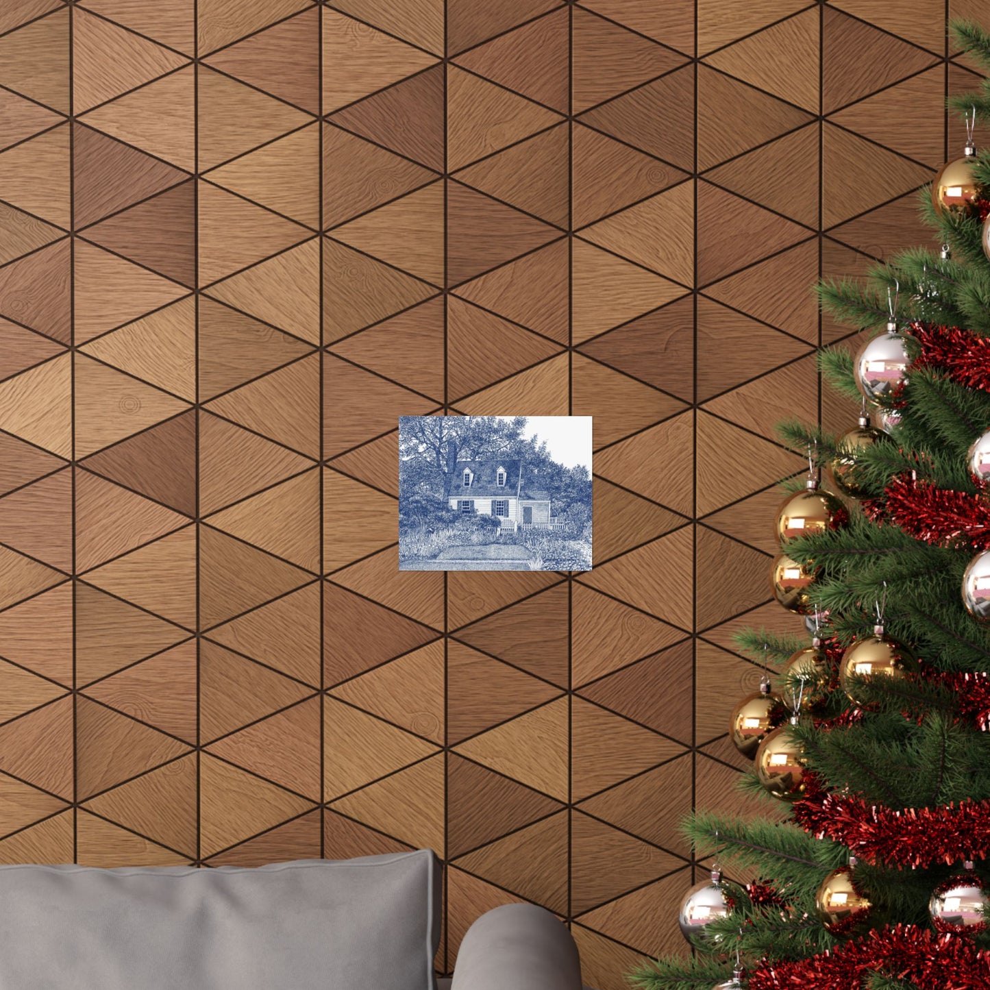 Colonial Williamsburg's Taliaferro Cole House Garden in Blue Matte Poster — Horizontal Wall Art