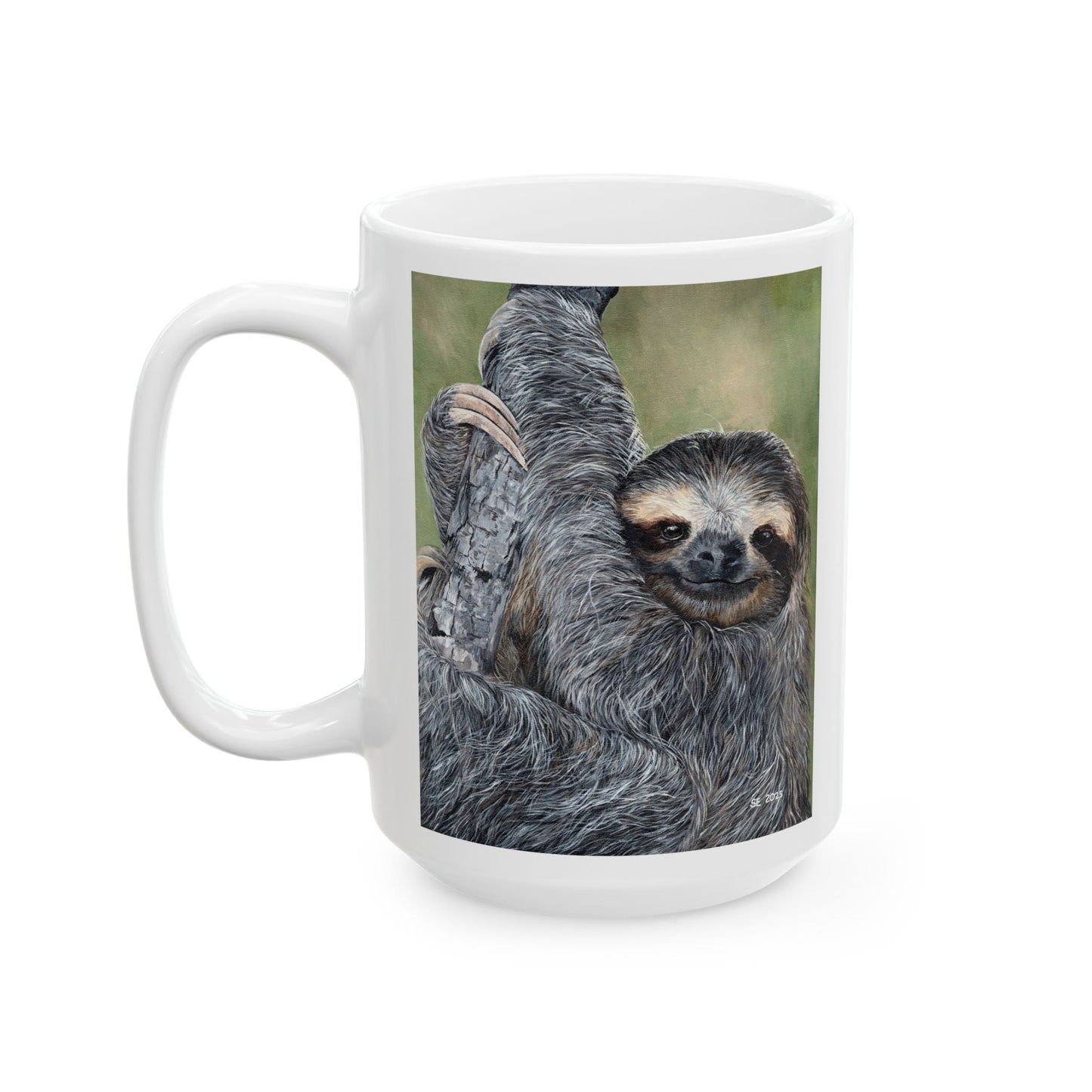 Sloth Portrait Ceramic Mug — Cute Lazy Sloth Coffee Cup (11oz, 15oz)