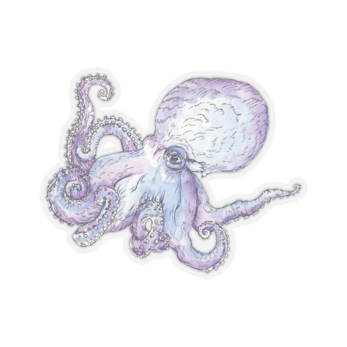 Ink and Wash Octopus Kiss-Cut Stickers