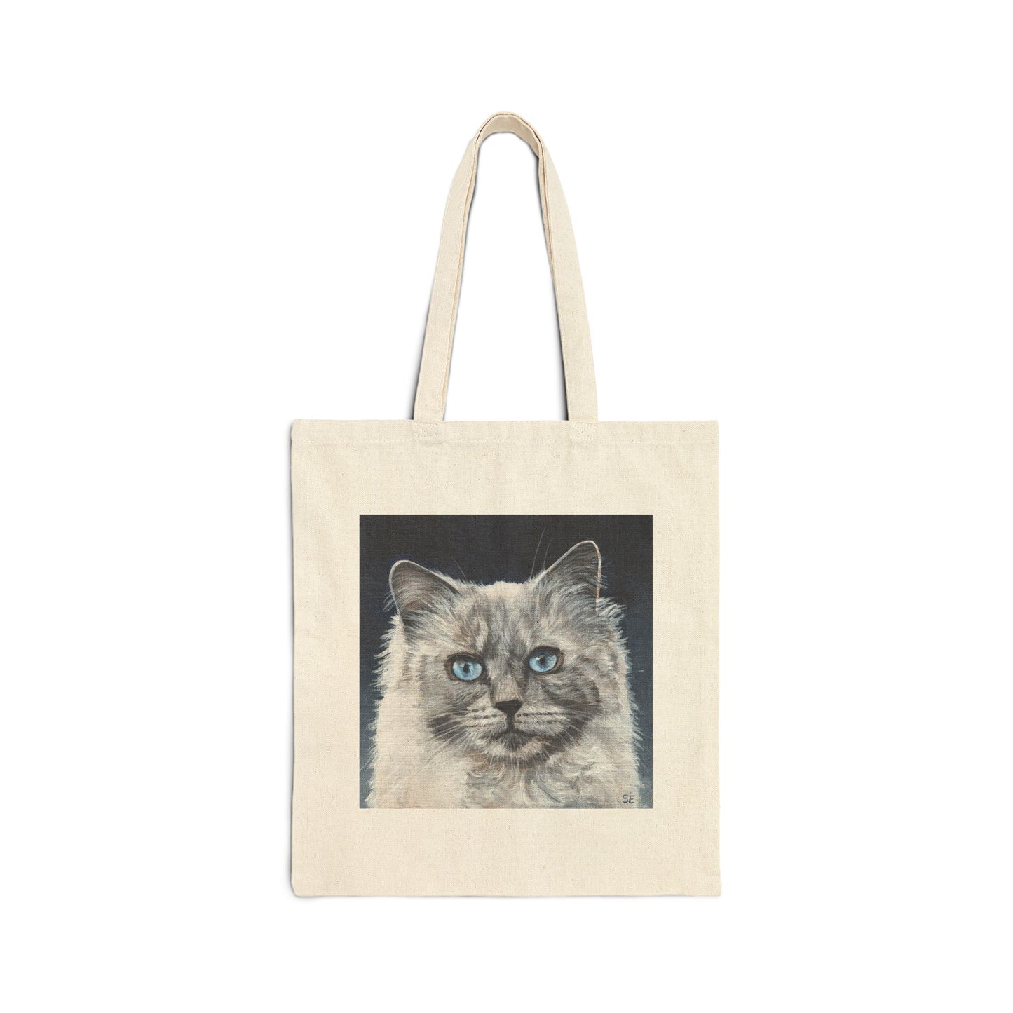 Blue-Eyed Ragdoll Cat Canvas Tote Bag — Cute Cat Portrait Eco Shopper