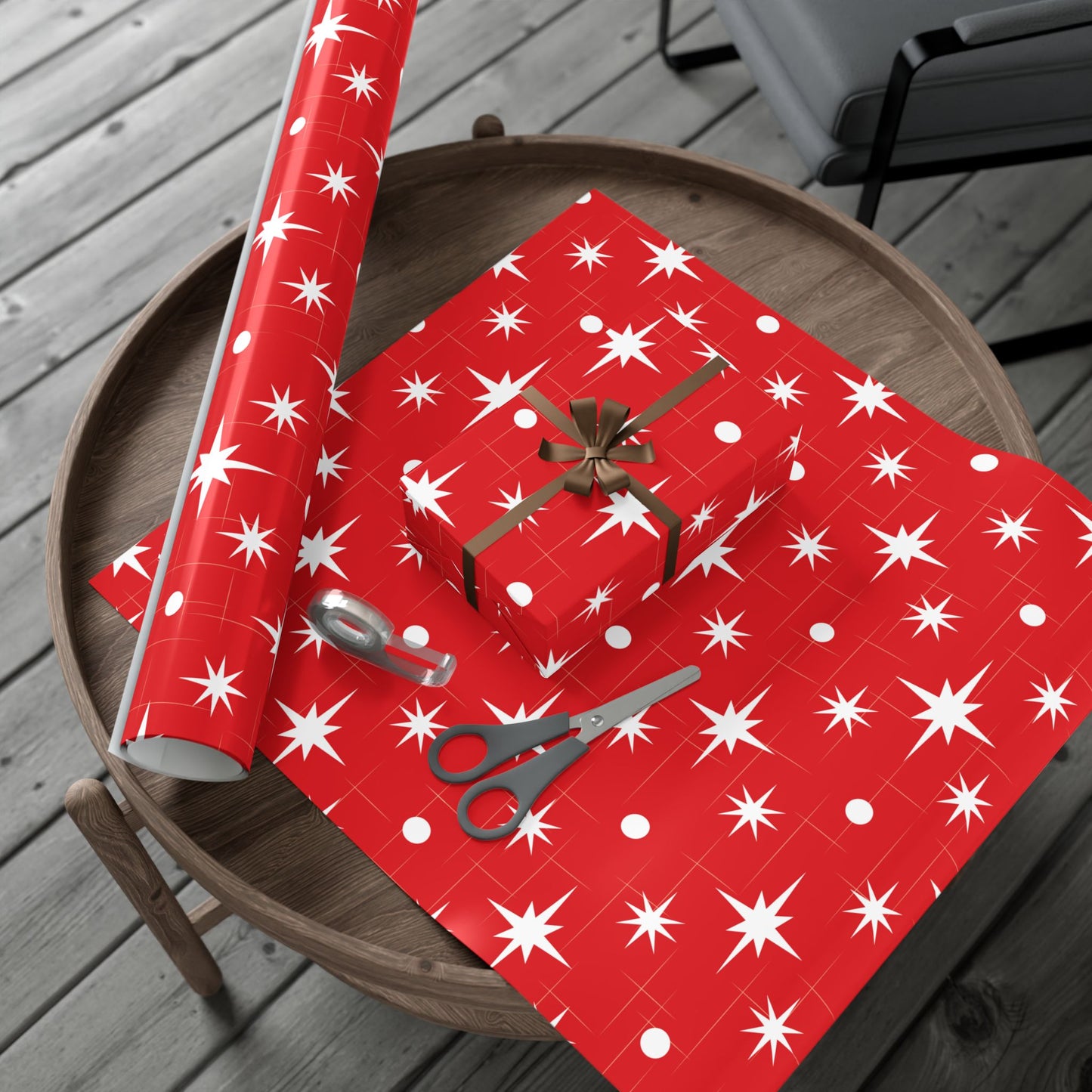 Christmas Star Red Gift Wrap Paper