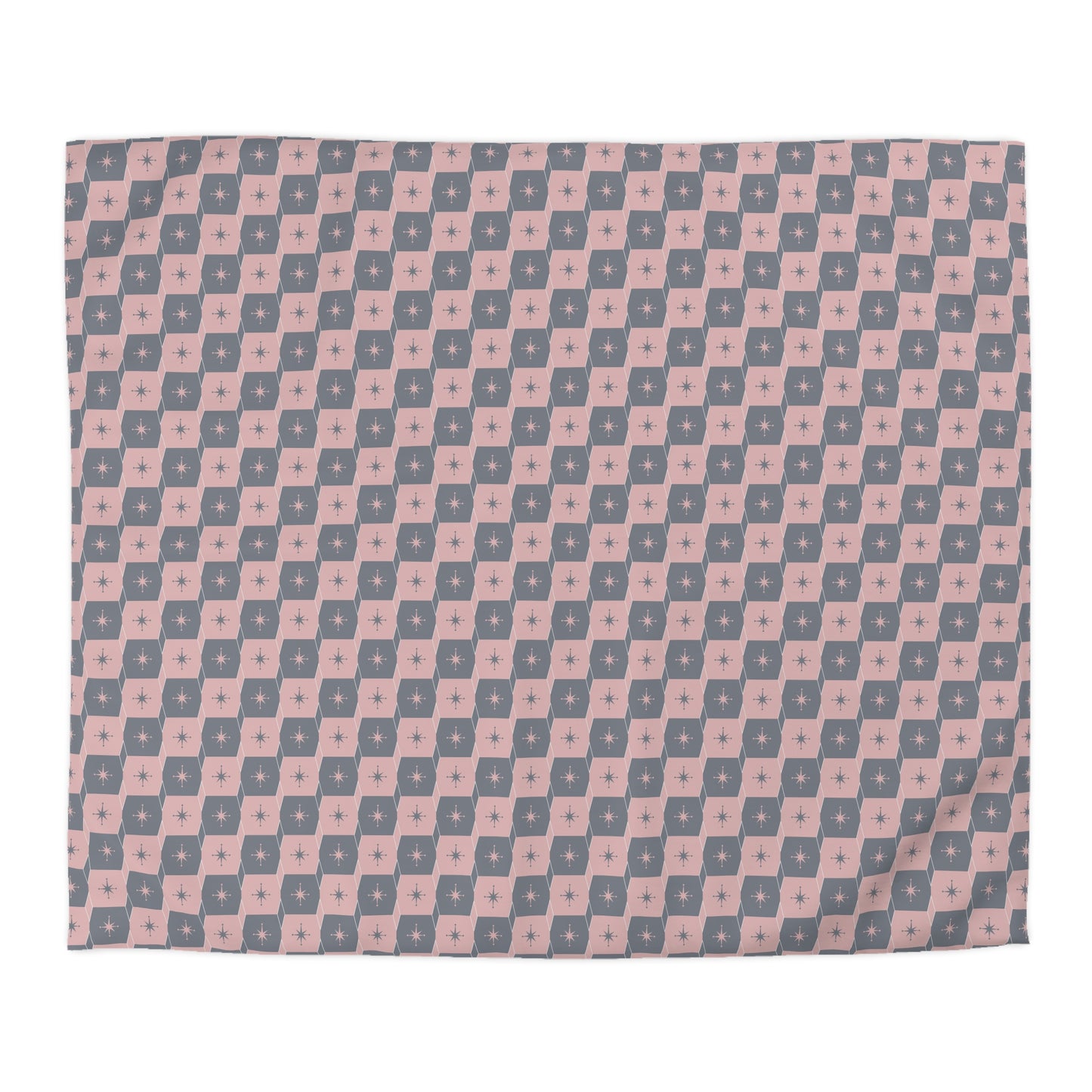 Pink Geometric Checkerboard Microfiber Duvet Cover
