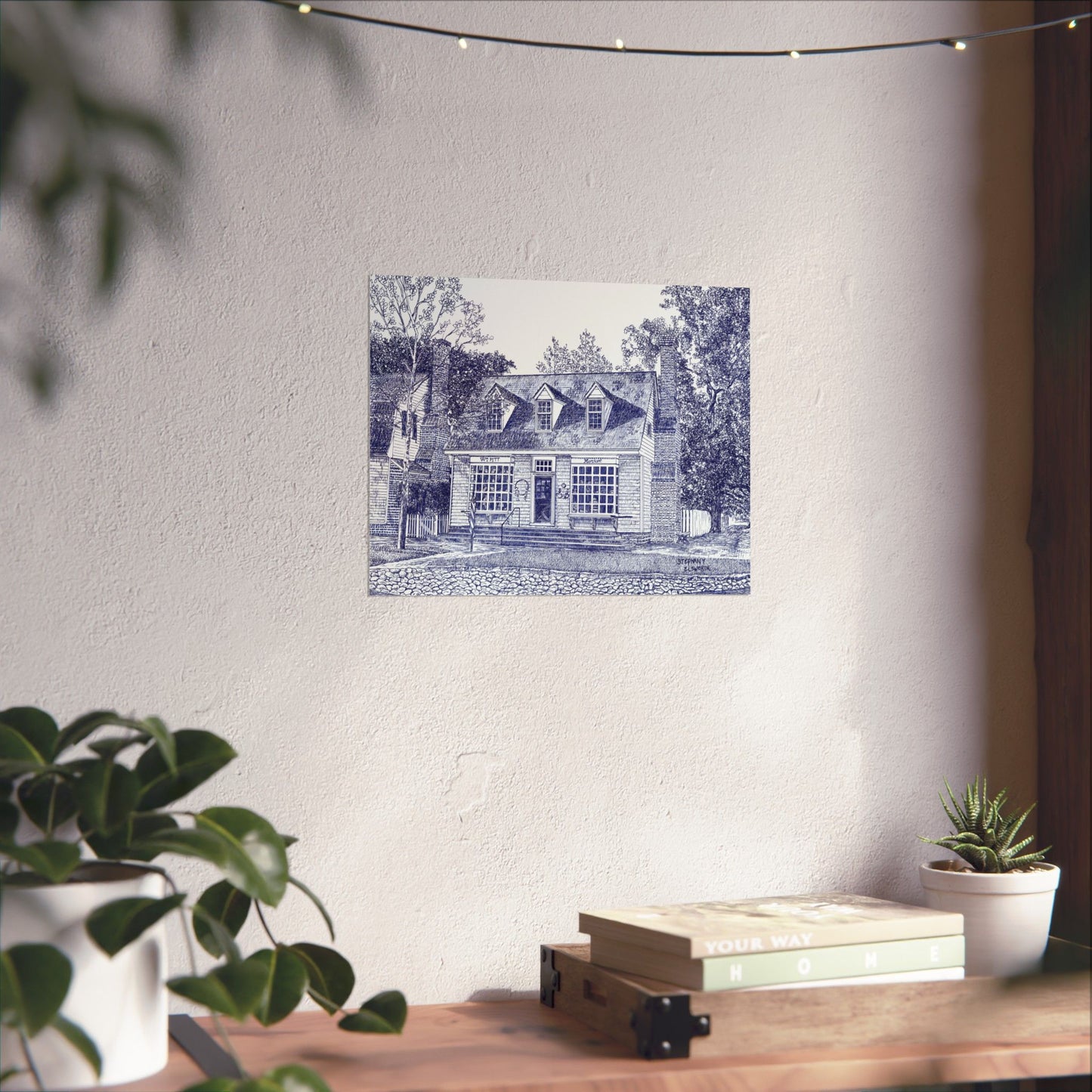 Colonial Williamsurg's William Pitt Shop in Blue Poster — Matte Horizontal Architectural Print