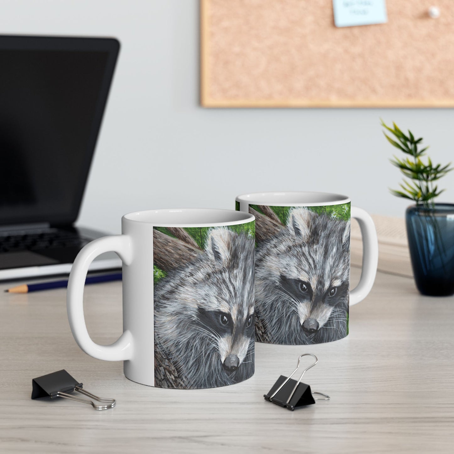 Raccoon Art Ceramic Mug — Forest Wildlife Coffee Cup (11oz & 15oz)