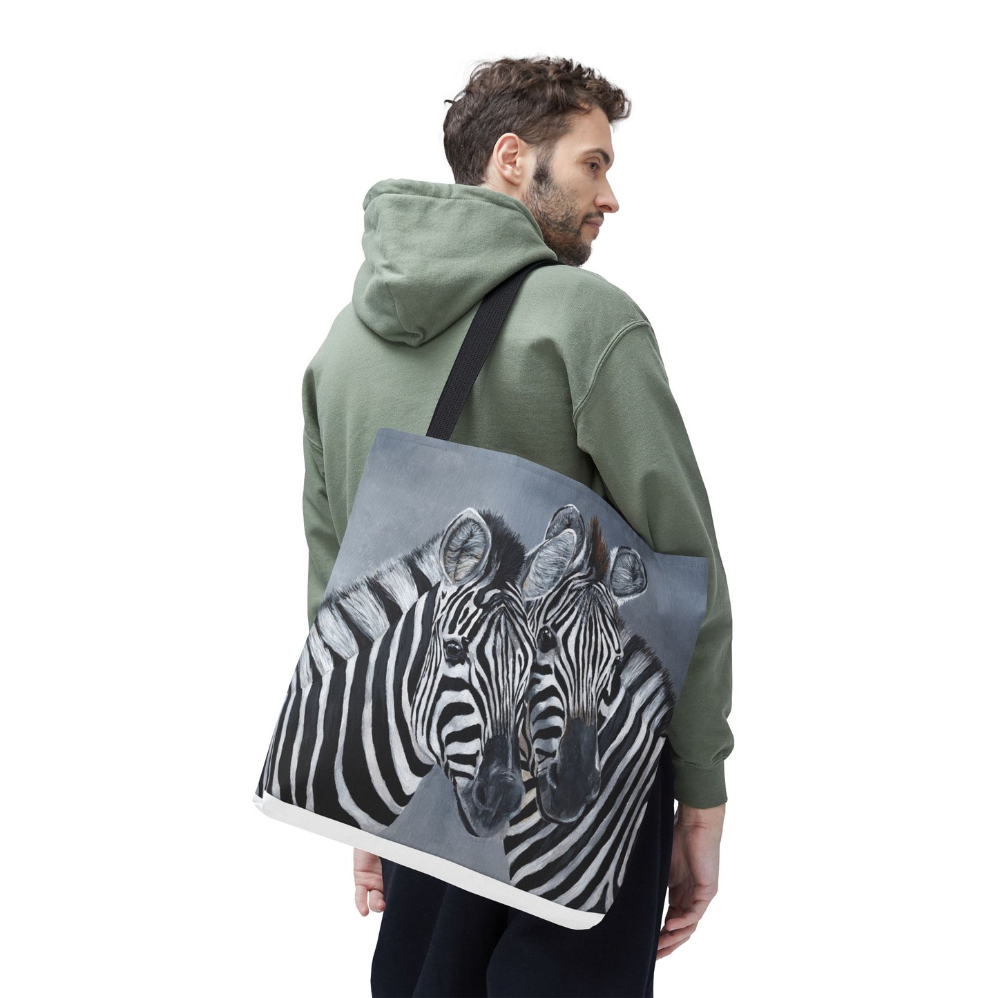 Zebra Pair Tote Bag — Artistic Black & White Animal Print Tote for Everyday Use