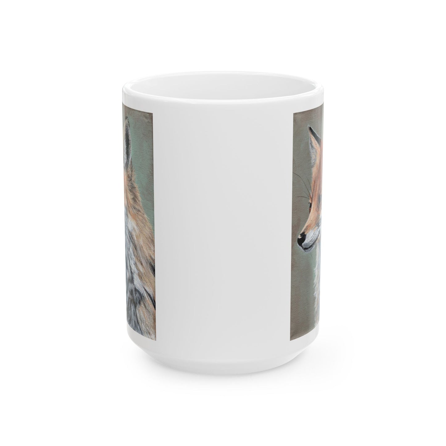 Fox Portrait Ceramic Mug — Rustic Wildlife Coffee Cup (11oz & 15oz)
