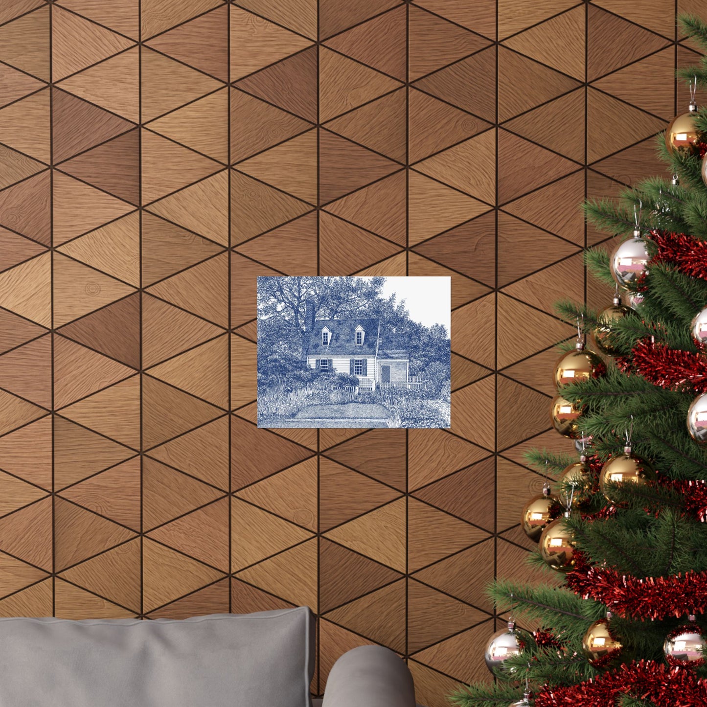 Colonial Williamsburg's Taliaferro Cole House Garden in Blue Matte Poster — Horizontal Wall Art