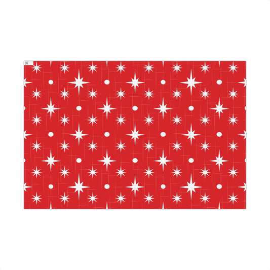 Christmas Star Red Gift Wrap Paper
