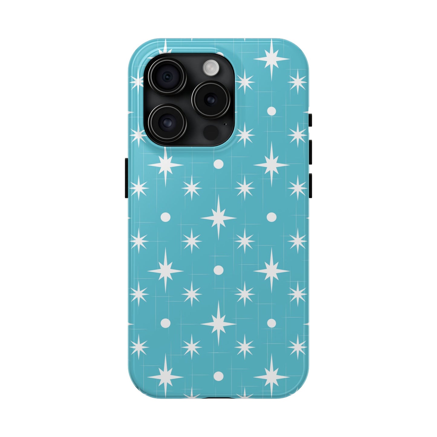 1950s Retro Star Pattern on Blue Tough iPhone Cases