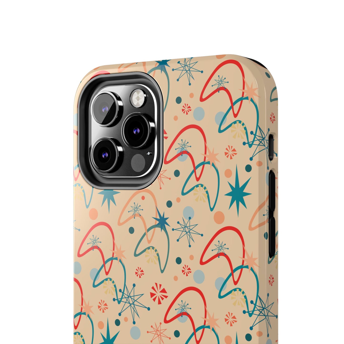 1950s Atomic Age Retro Pattern in Beige Tough iPhone Case