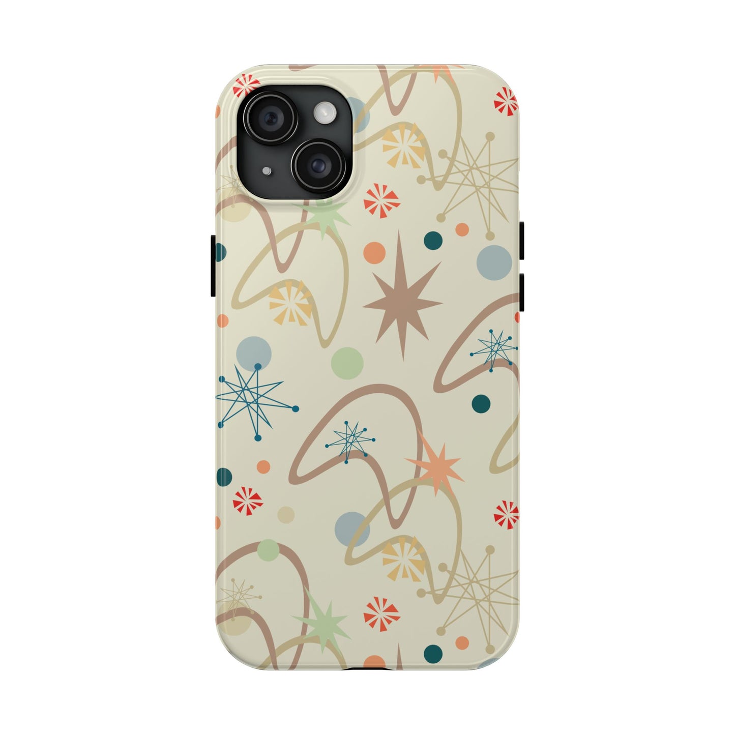 1950s Atomic Age Retro Pattern in Tan Tough iPhone Cases