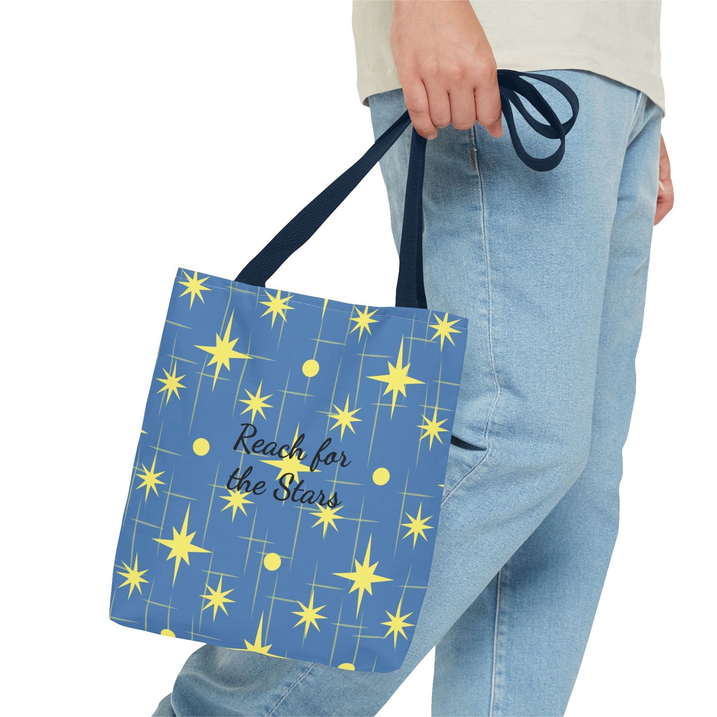 Reach for the Stars Tote Bag — Inspirational Star Pattern All-Over Print