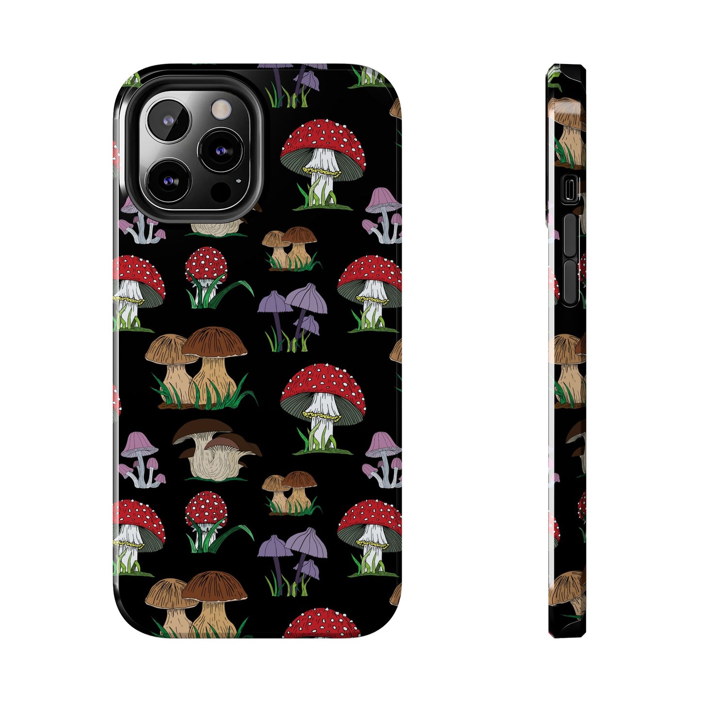 Mushroom Pattern on Black Tough iPhone Cases