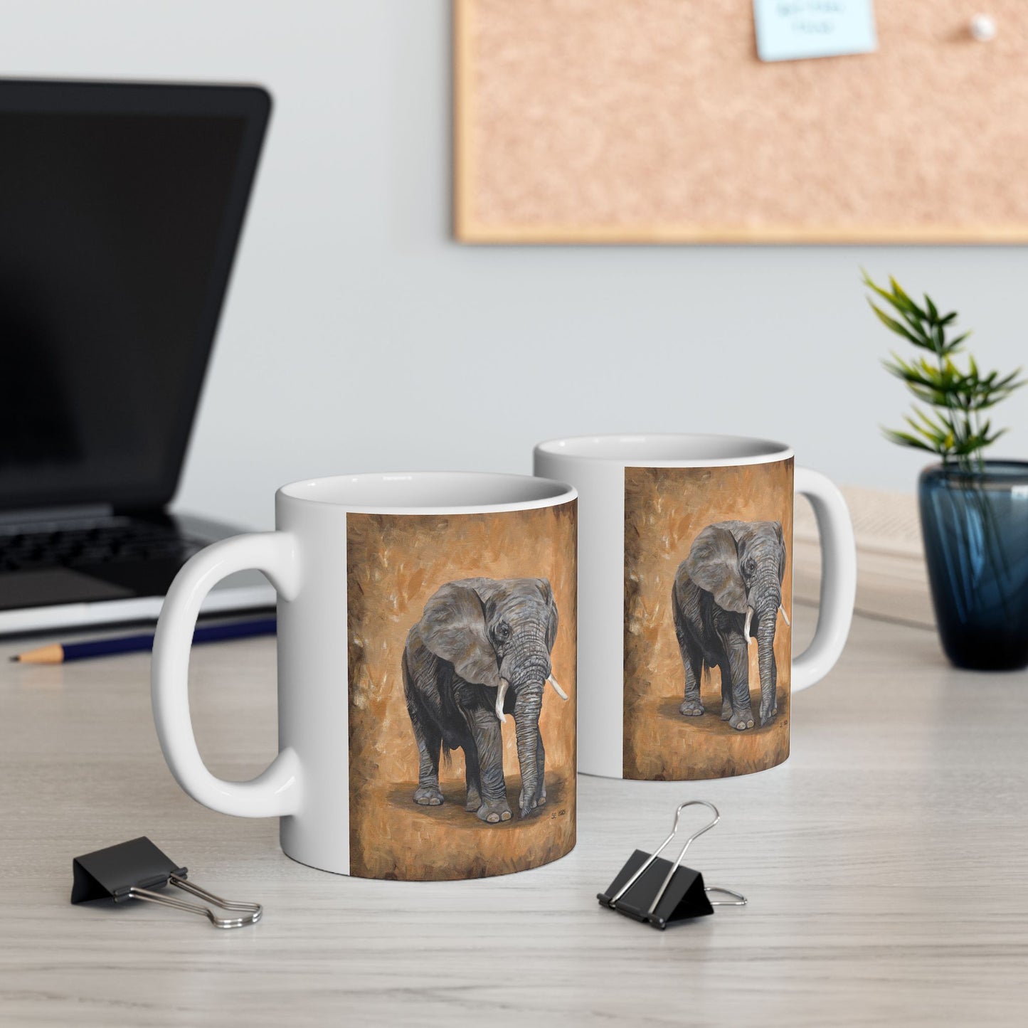 Elephant Portrait Ceramic Mug — Elephant Coffee Cup (11oz, 15oz)