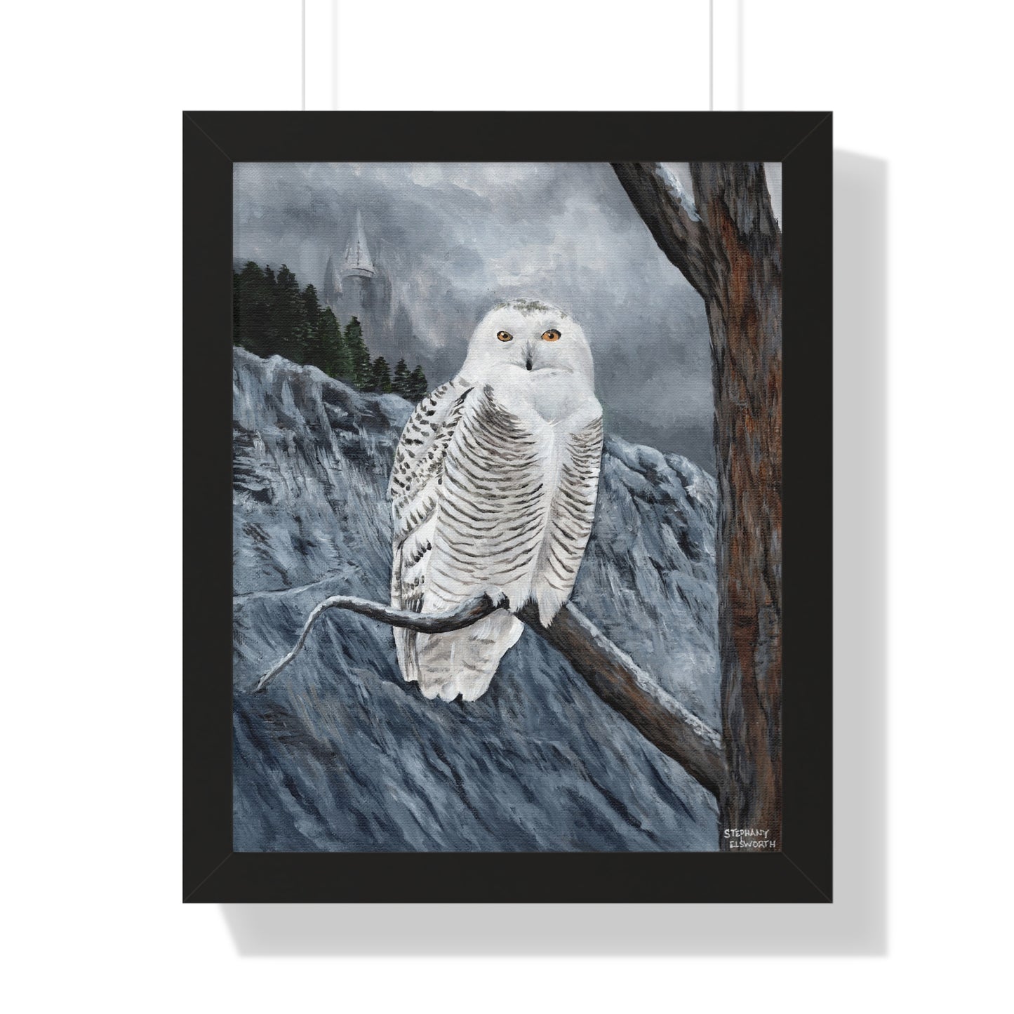 Snowy Owl Framed Poster — Wildlife Art Print for Nature Lovers