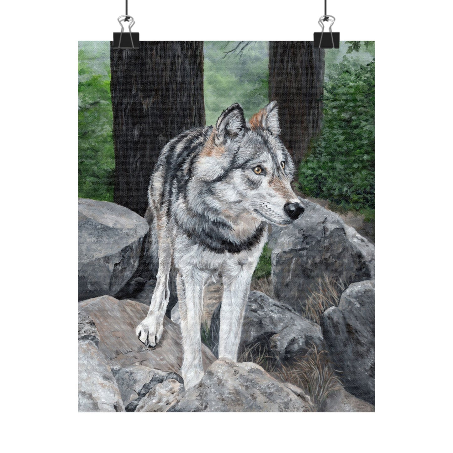 Wolf Portrait Matte Vertical Poster — Realistic Wildlife Wall Art