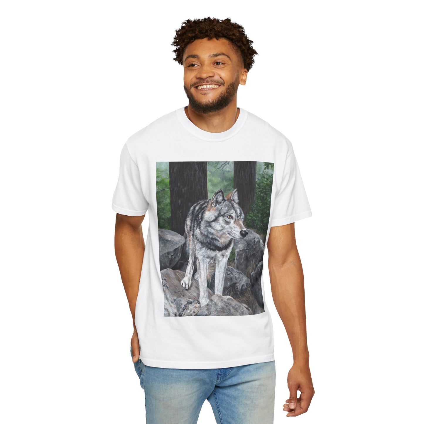 Wolf Portrait T‑Shirt — Realistic Forest Wolf Graphic Tee