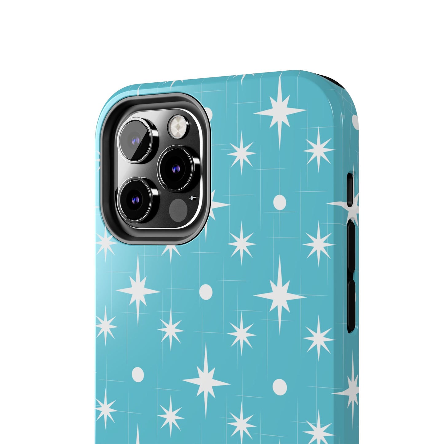 1950s Retro Star Pattern on Blue Tough iPhone Cases