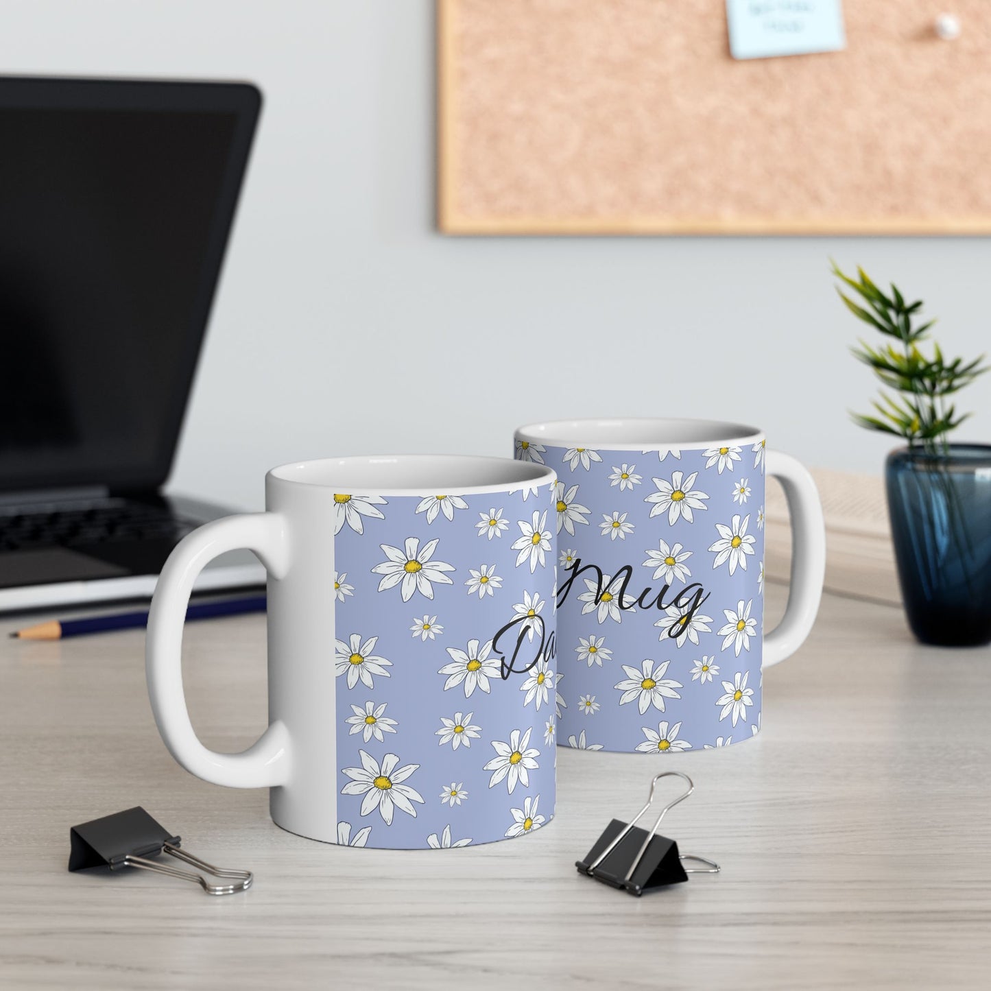 Daisy Pattern Ceramic Mug – Personalized Floral Coffee Cup (11oz & 15oz)