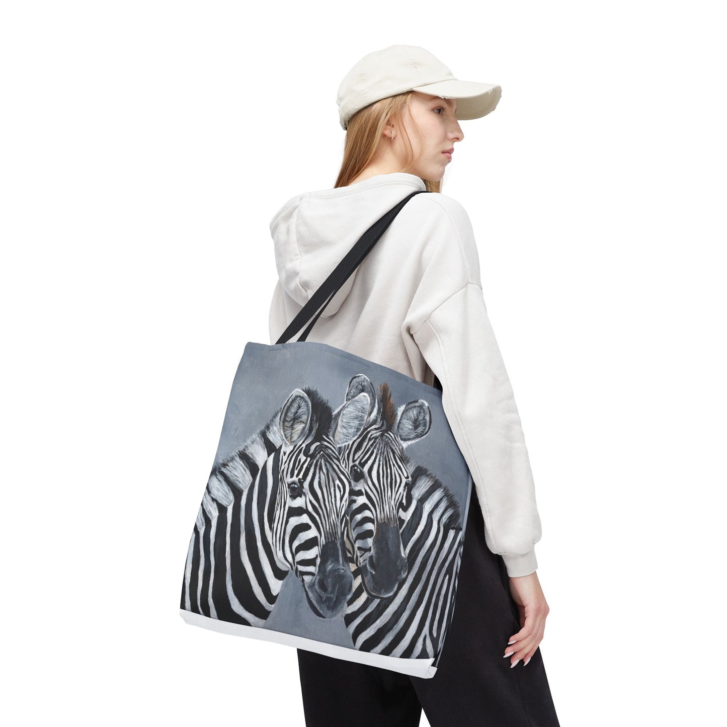 Zebra Pair Tote Bag — Artistic Black & White Animal Print Tote for Everyday Use