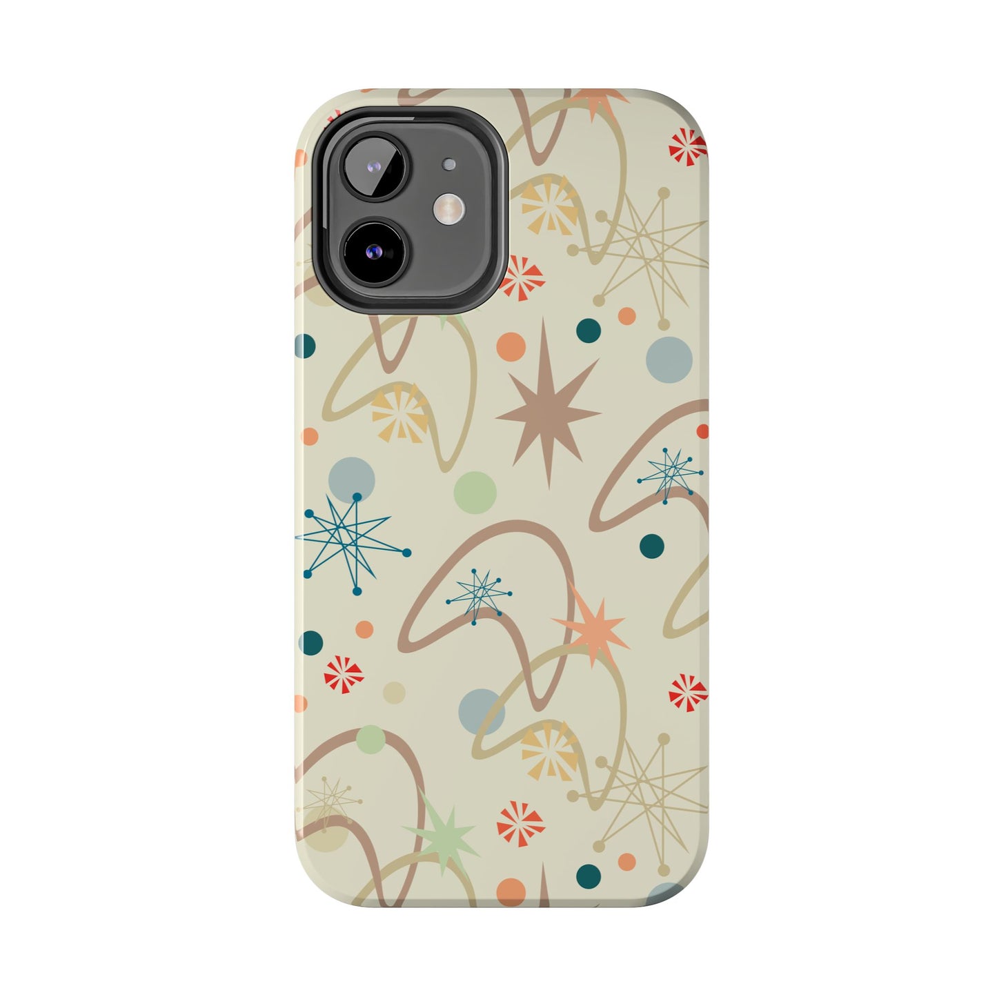 1950s Atomic Age Retro Pattern in Tan Tough iPhone Cases