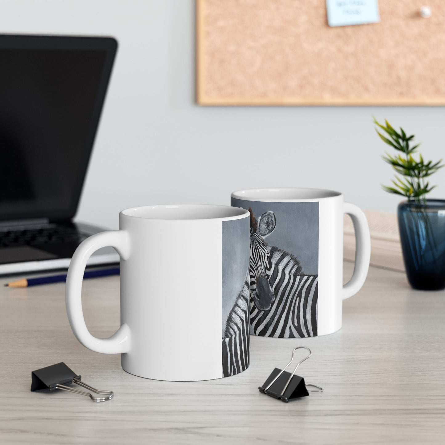 Zebra Pair Ceramic Mug — Black & White Animal Art Coffee Cup (11oz, 15oz)