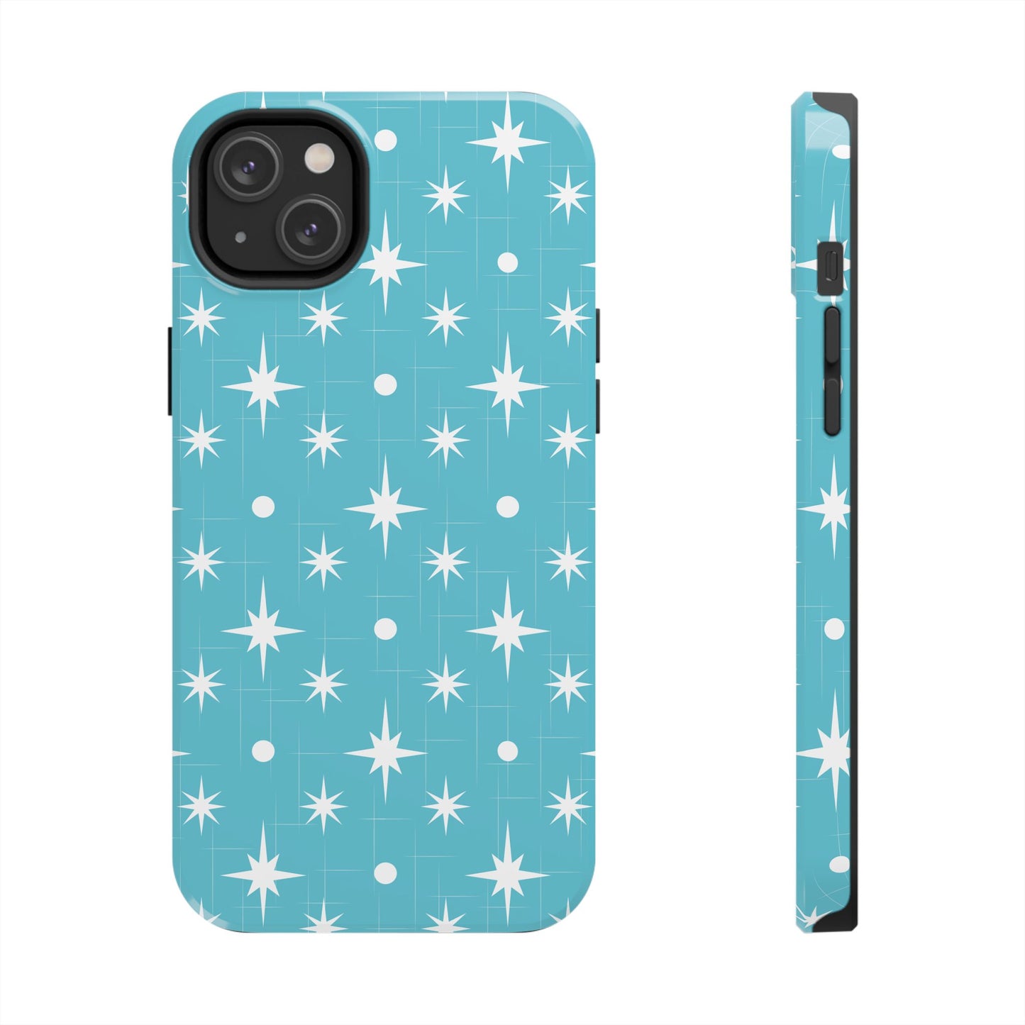 1950s Retro Star Pattern on Blue Tough iPhone Cases