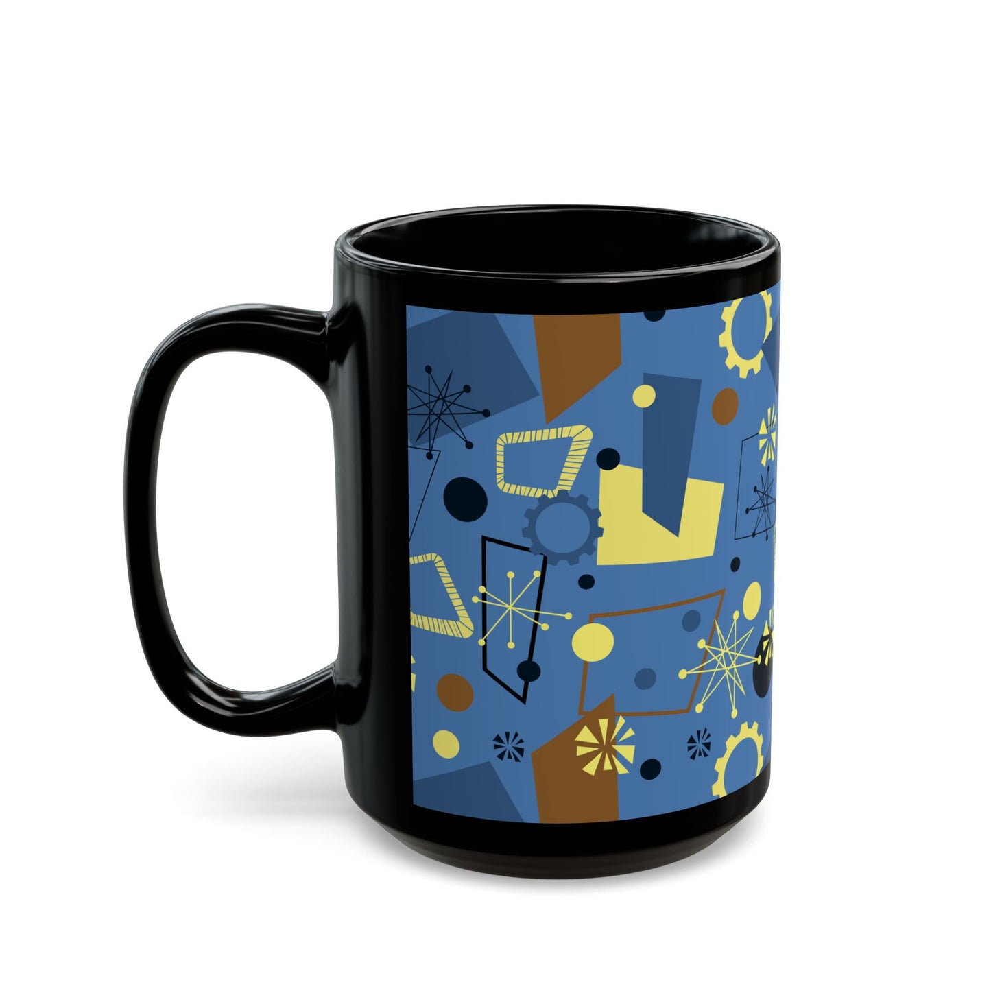 Mid-Century Modern Abstract Pattern Mug — Retro Geometric Coffee Cup (11oz/15oz)