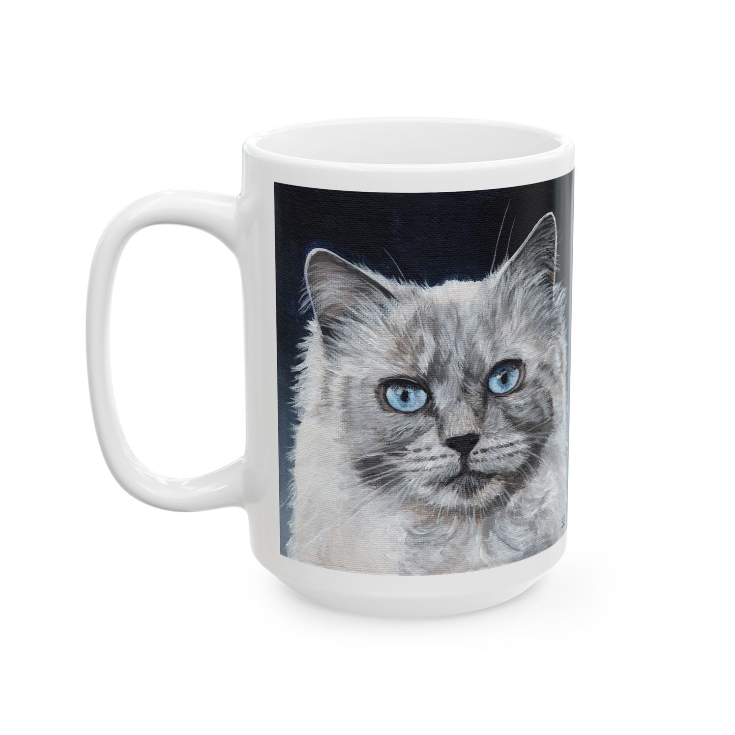 Ragdoll Cat Ceramic Mug — Blue-Eyed Cat Portrait Coffee Cup (11oz & 15oz)