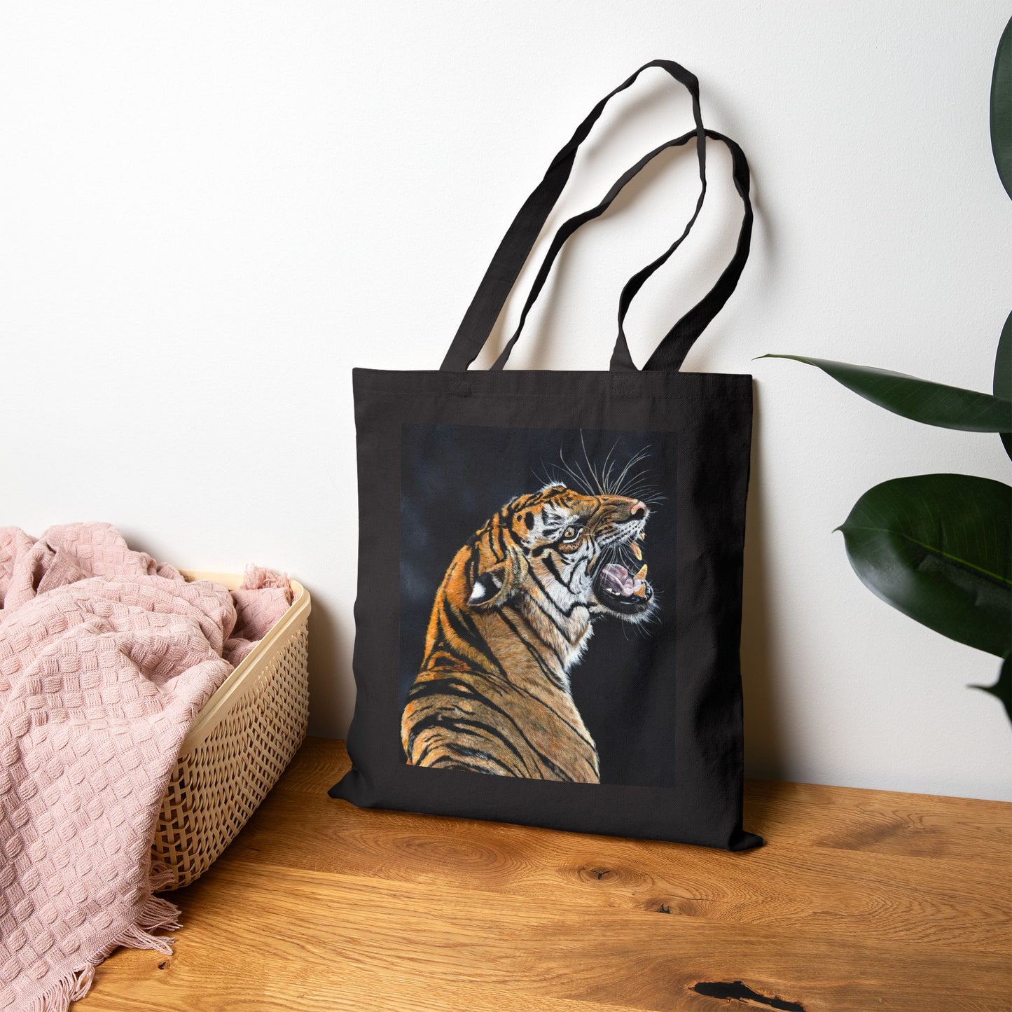 Roaring Tiger Canvas Tote Bag — Eco-Friendly Animal Art Shopper