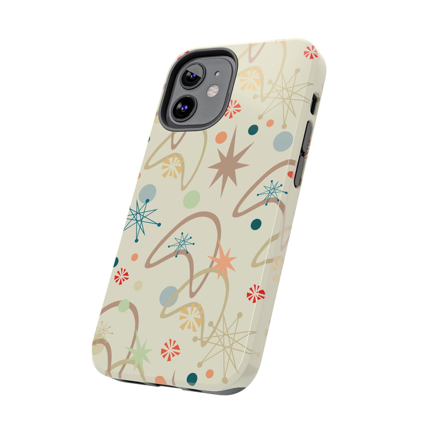 1950s Atomic Age Retro Pattern in Tan Tough iPhone Cases