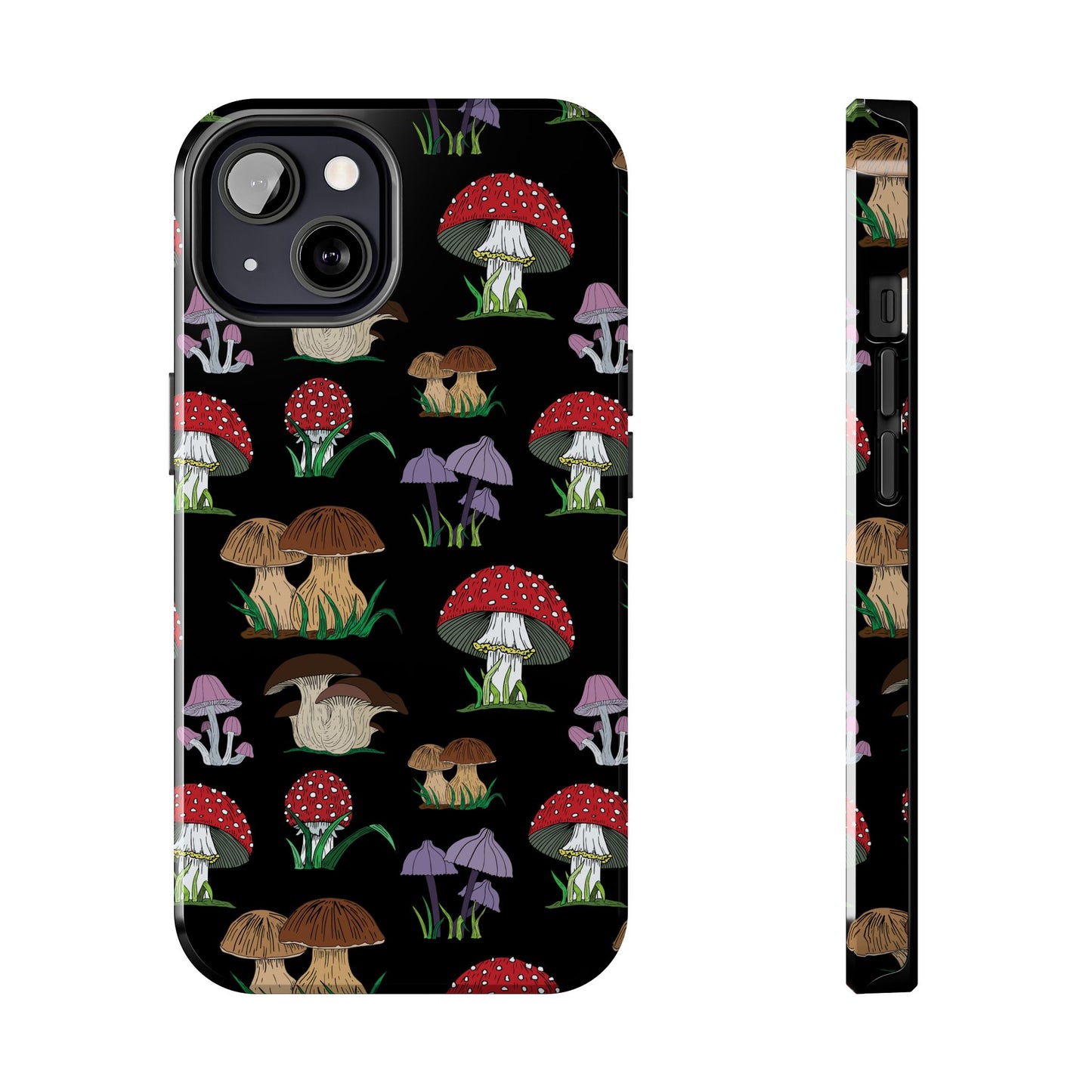 Mushroom Pattern on Black Tough iPhone Cases