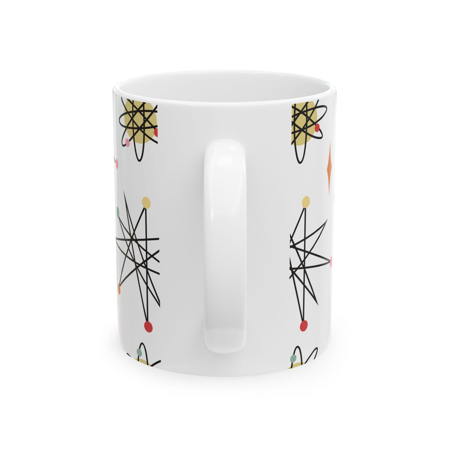 Mid-Century Atomic Pattern Ceramic Mug (11oz & 15oz) — Retro Starburst Coffee Cup