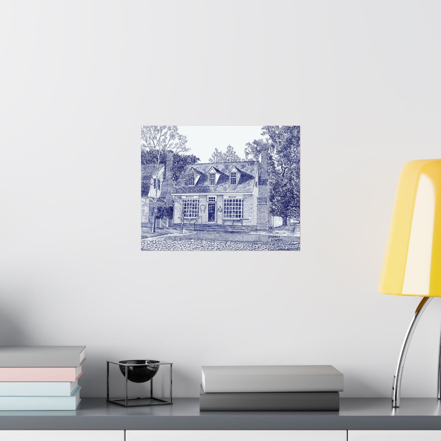 Colonial Williamsurg's William Pitt Shop in Blue Poster — Matte Horizontal Architectural Print