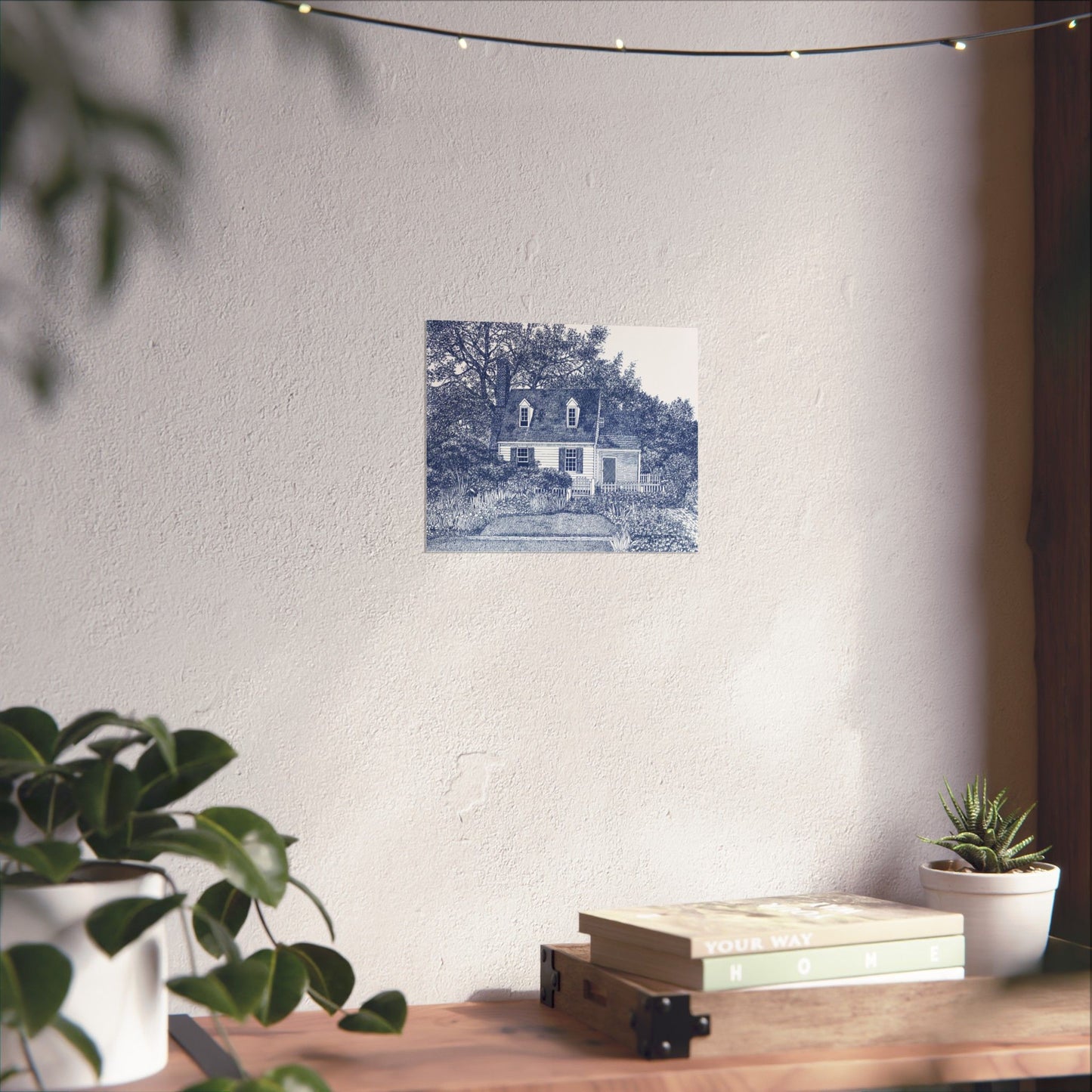 Colonial Williamsburg's Taliaferro Cole House Garden in Blue Matte Poster — Horizontal Wall Art