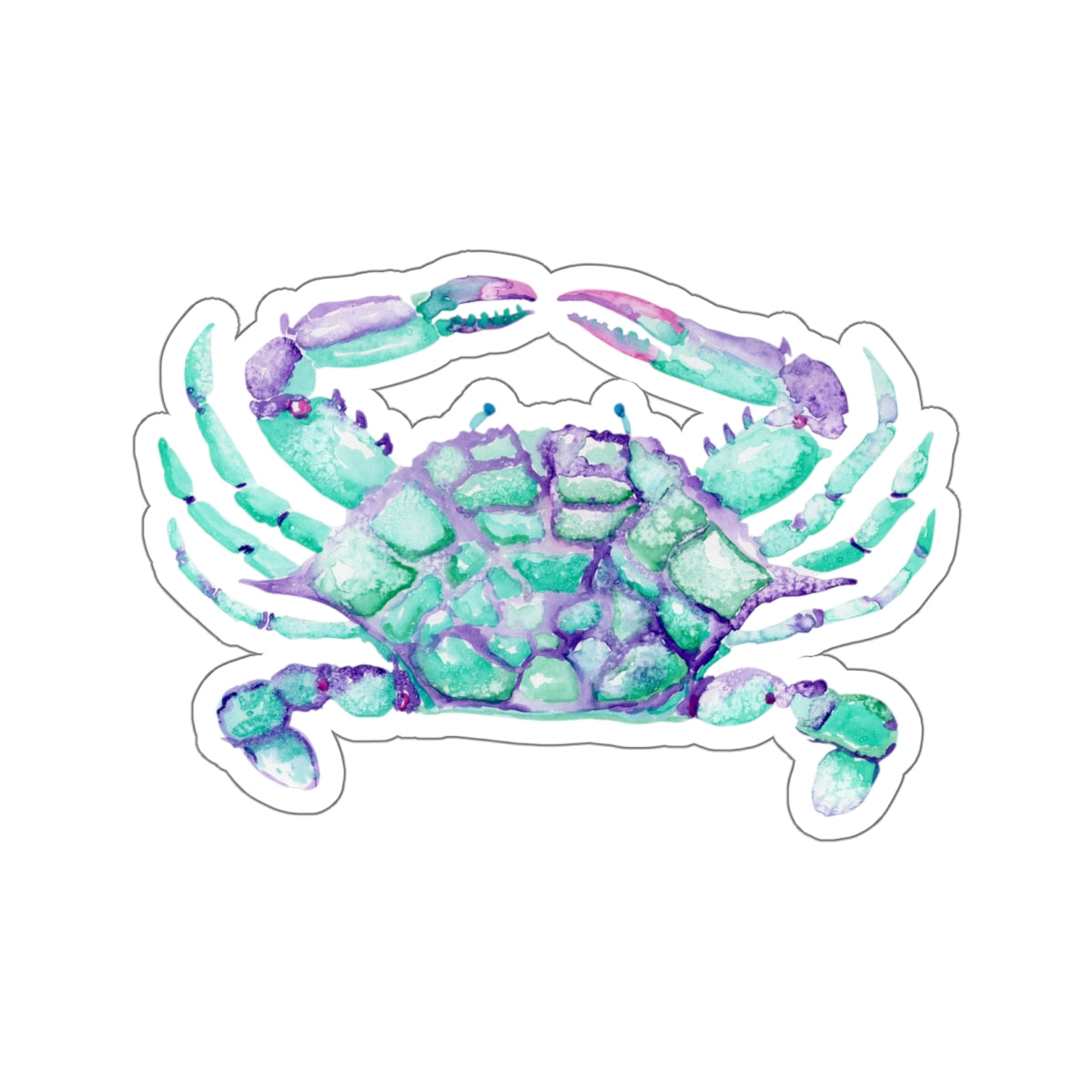 Teal and Purple Watercolor Crab Kiss-Cut Stickers