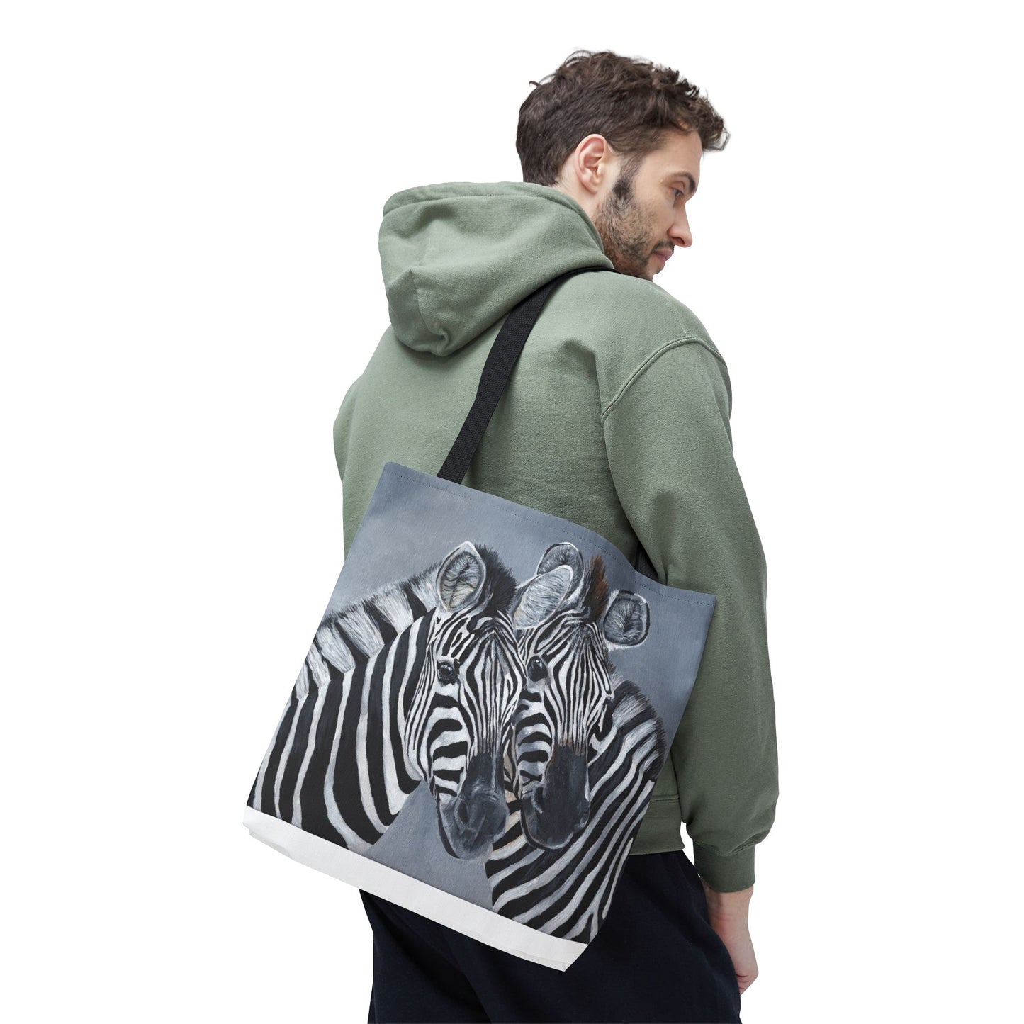 Zebra Pair Tote Bag — Artistic Black & White Animal Print Tote for Everyday Use