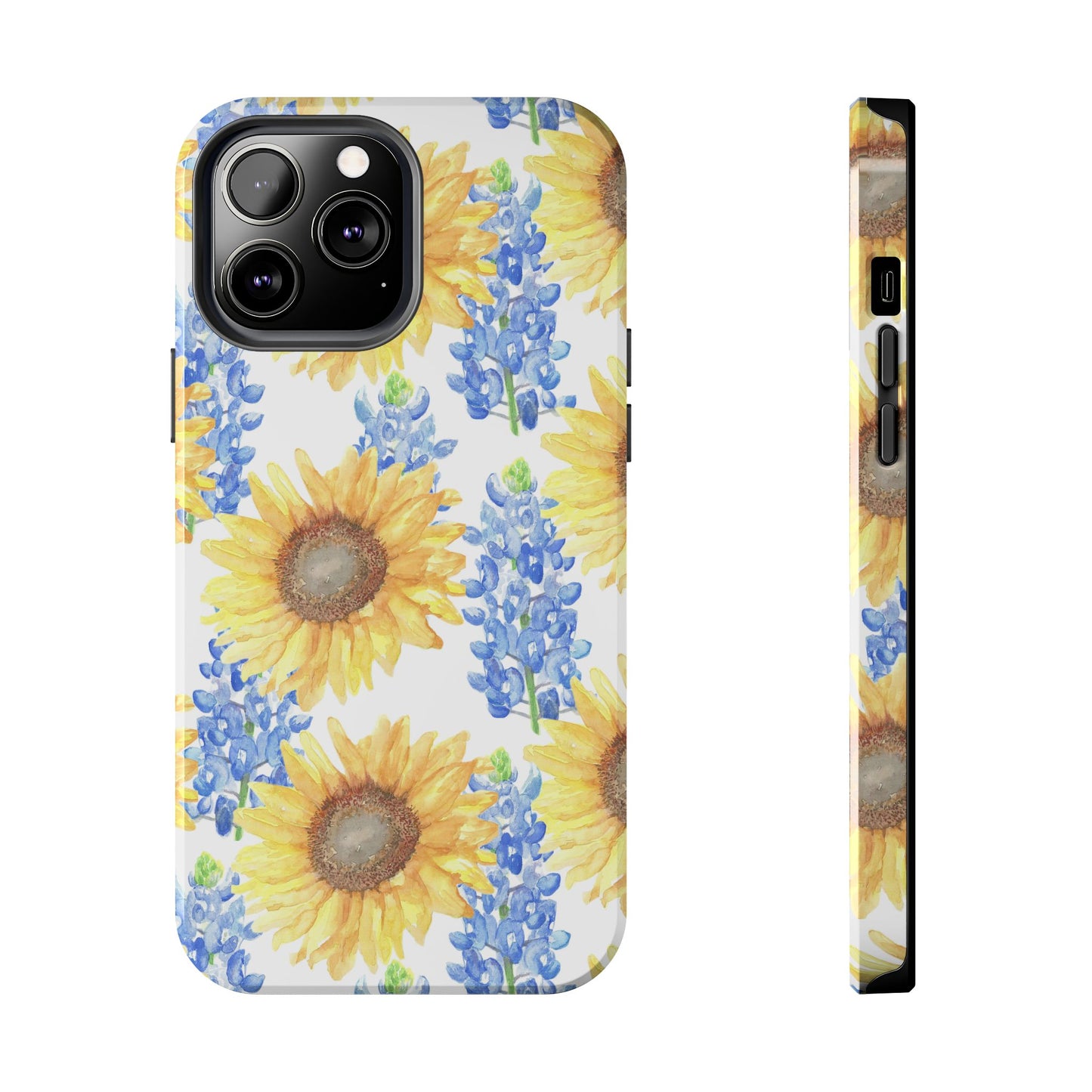 Sunflower and Bluebonnet Pattern Tough iPhone Cases