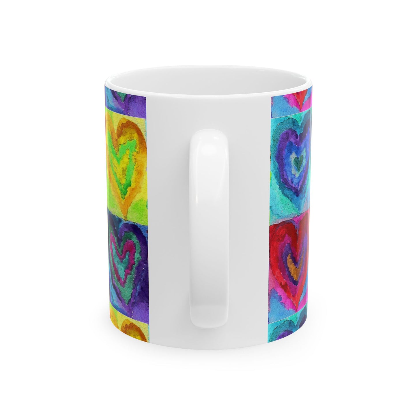 World's Best Mom Ceramic Mug — Colorful Watercolor Hearts, Mother's Day Gift (11oz & 15oz)