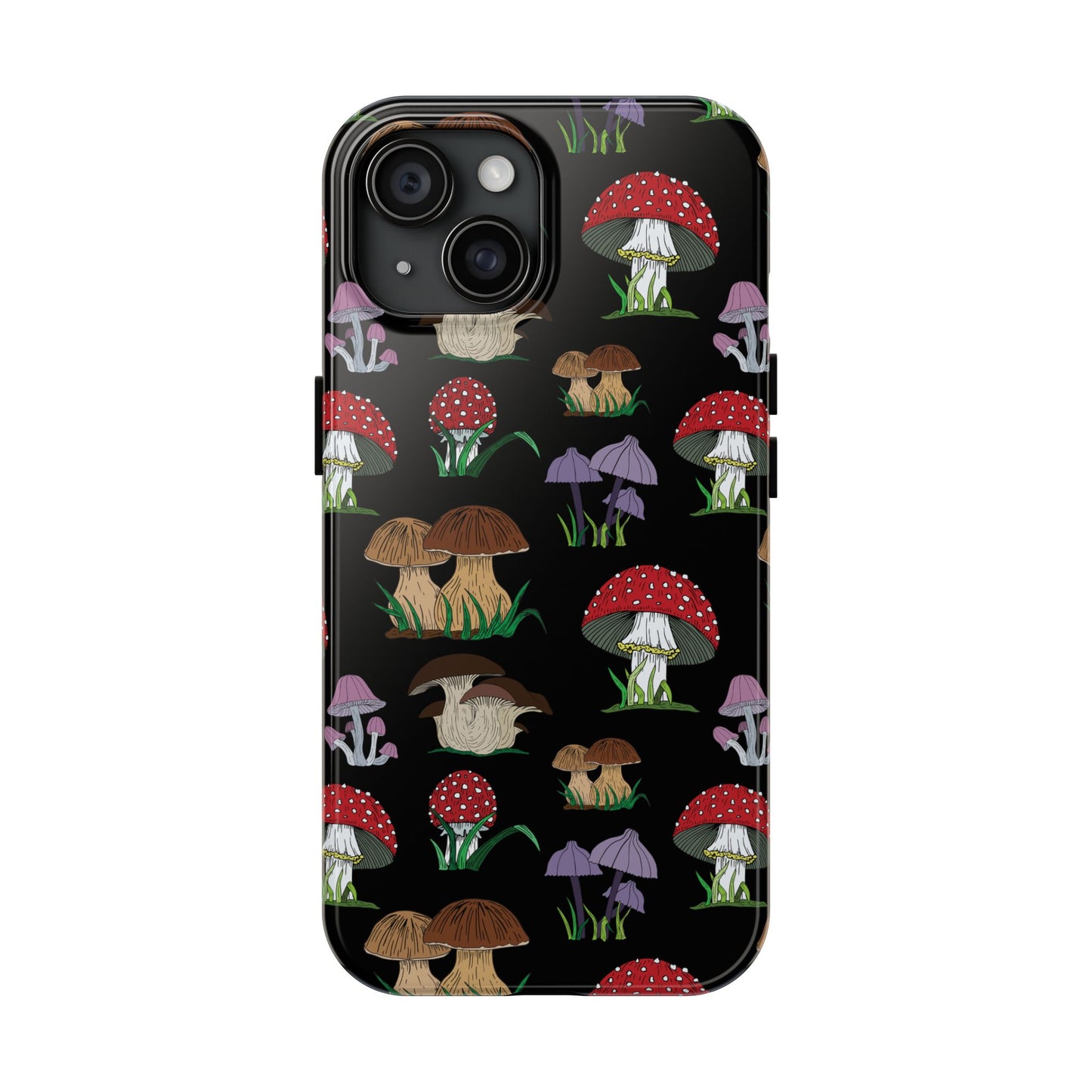 Mushroom Pattern on Black Tough iPhone Cases